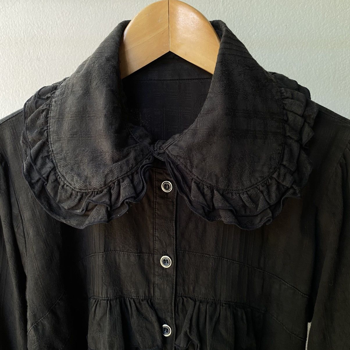 Japanese Brand PEACE NOW Y2K Punk Black Ruffled Long Sleeve Blouse Size M / US 6-8 / IT 42-44 - 9 Thumbnail