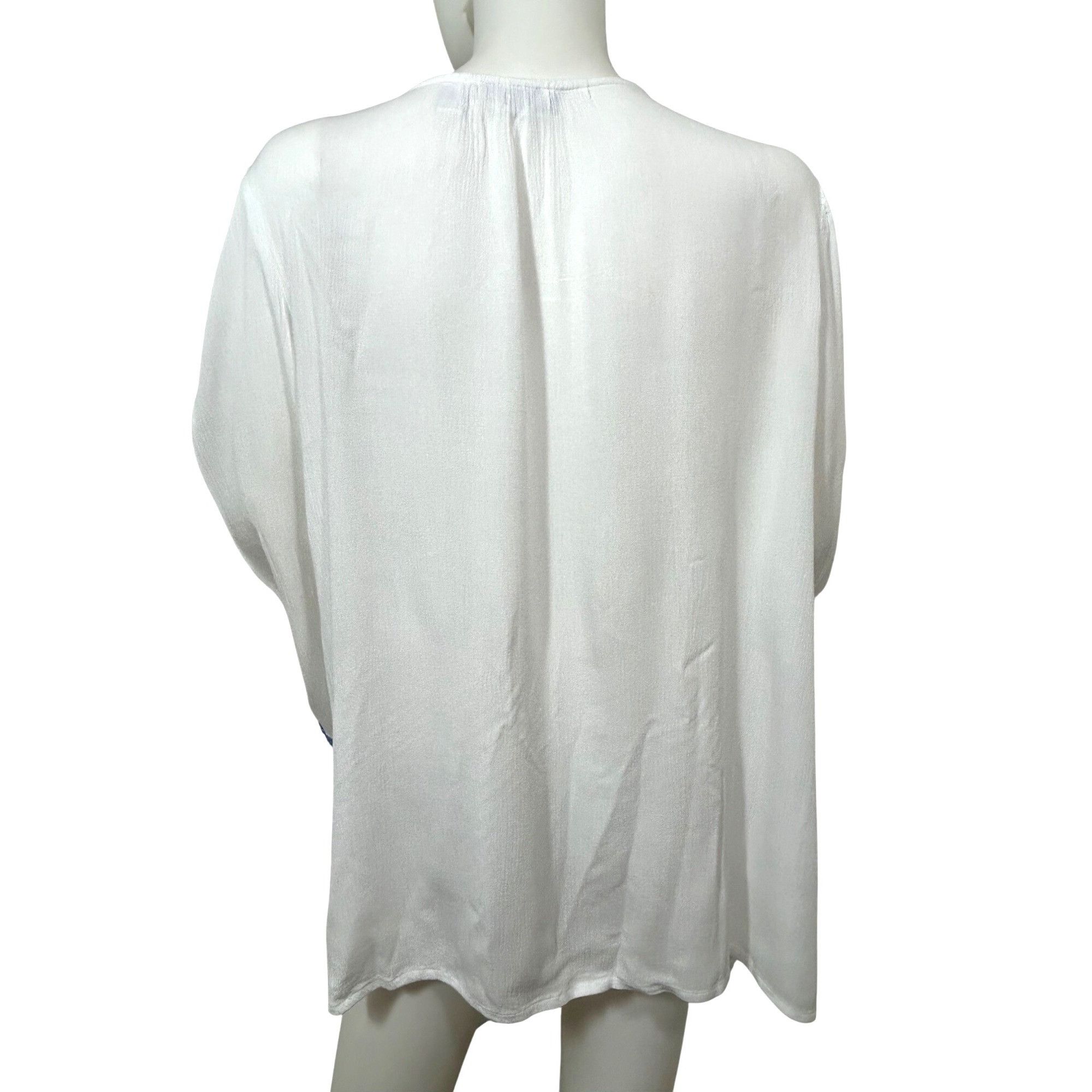 Other Susan Graver Tunic Top L White Blue Embroidered Boho Cottage Size L / US 10 / IT 46 - 3 Thumbnail