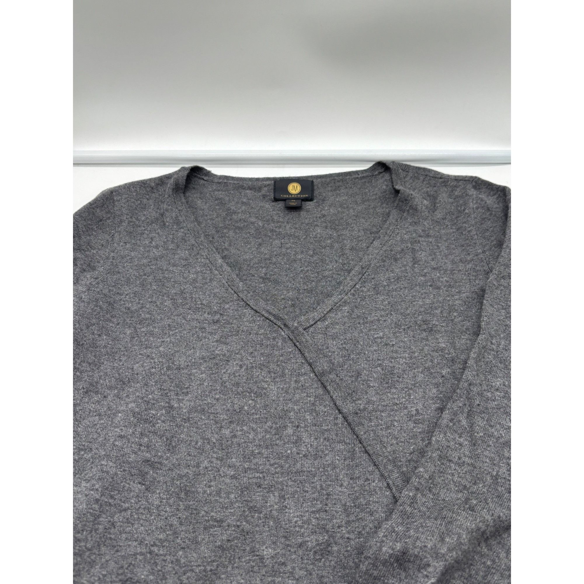 JM Collection JM Collections Petite Button-Embellished Sweater, Charcoal H Size ONE SIZE - 10 Thumbnail