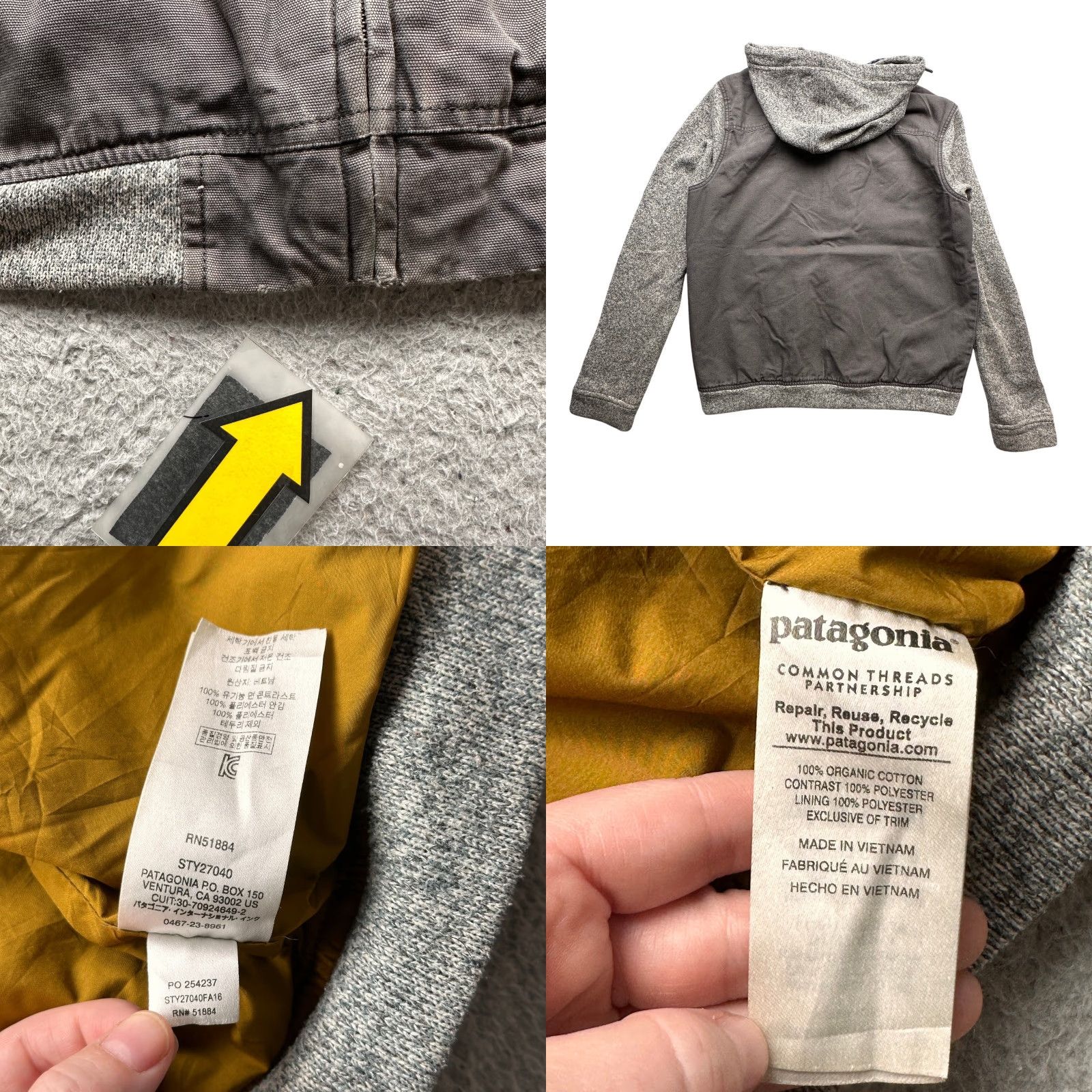 Patagonia Patagonia Better Sweater Hybrid Hoody Duck Canvas Fleece Jacket Mens Medium Gray Full Zip Hooded Bomber Jacket Size US M / EU 48-50 / 2 - 8 Thumbnail