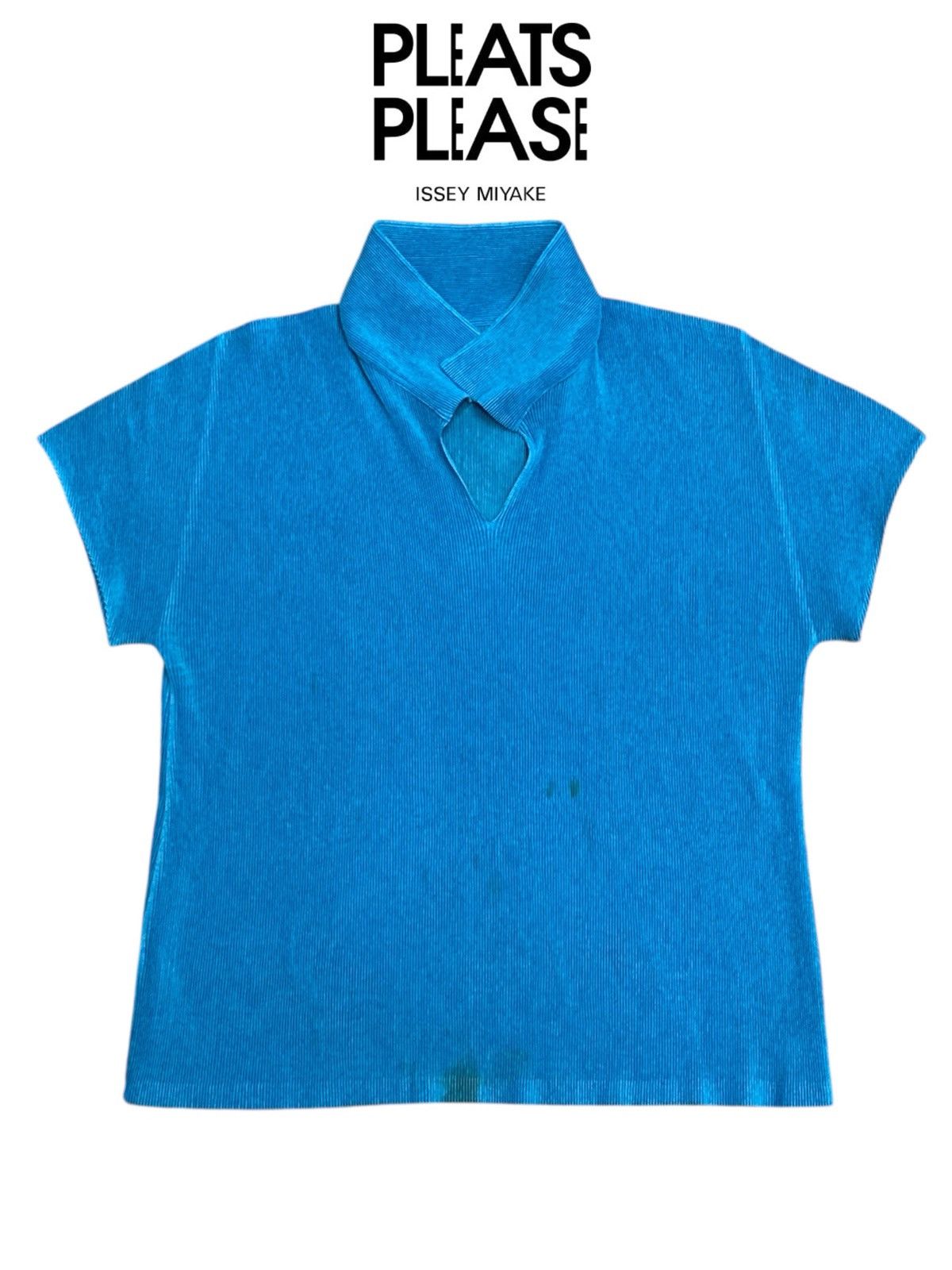 Pleats Please Issey Miyake Pleats Please Issey Miyake Neon Blue Polo Style Shirt Size US M / EU 48-50 / 2 - 2 Thumbnail