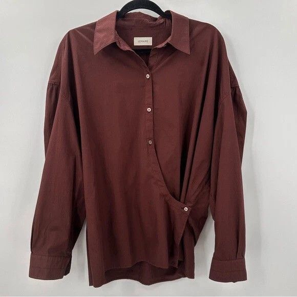 Lemaire LEMAIRE Twisted Wrap Shirt Burgundy Blouse 100% Cotten Size M / US 6-8 / IT 42-44 - 3 Thumbnail