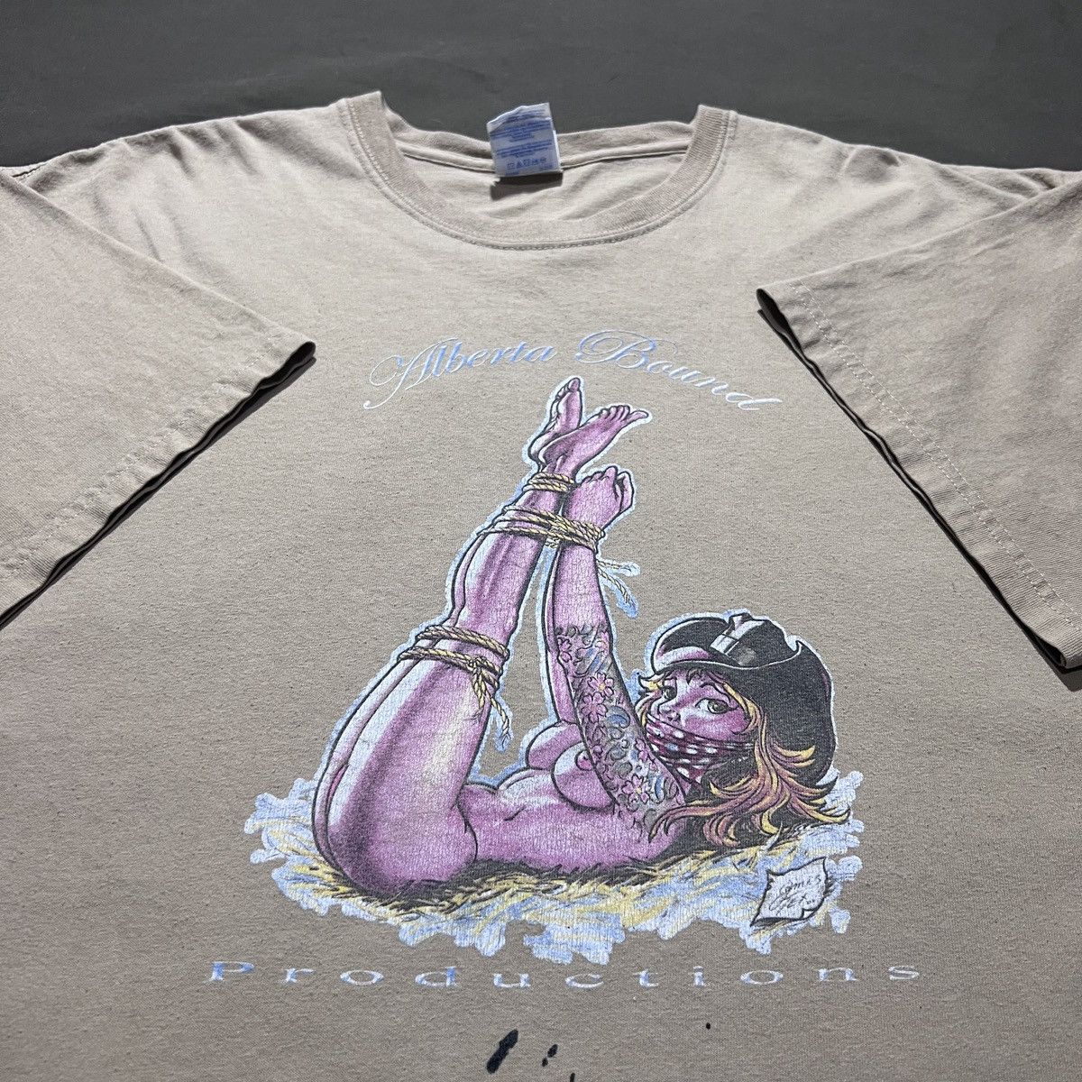 Y2K Alberta Bound Tattoo Naked cowgirl graphic streetwear XL