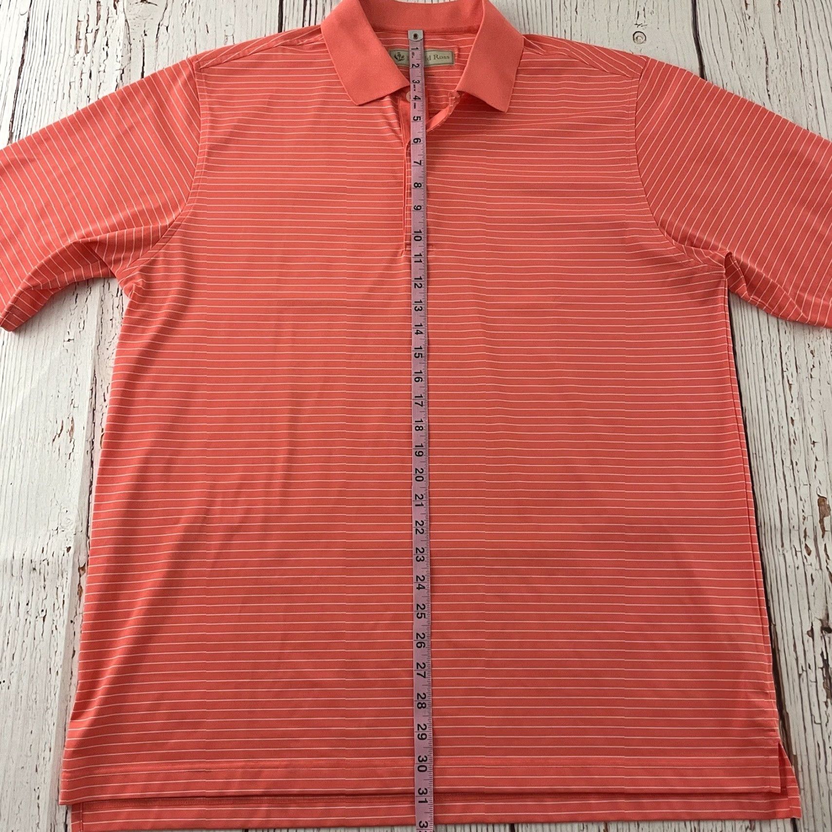 Vintage Donald Ross Stripe Short Sleeve Button Front Golf Polo Shirt Men Large Orange - Mens - Striped Button-Up Polo Size US L / EU 52-54 / 3 - 4 Thumbnail