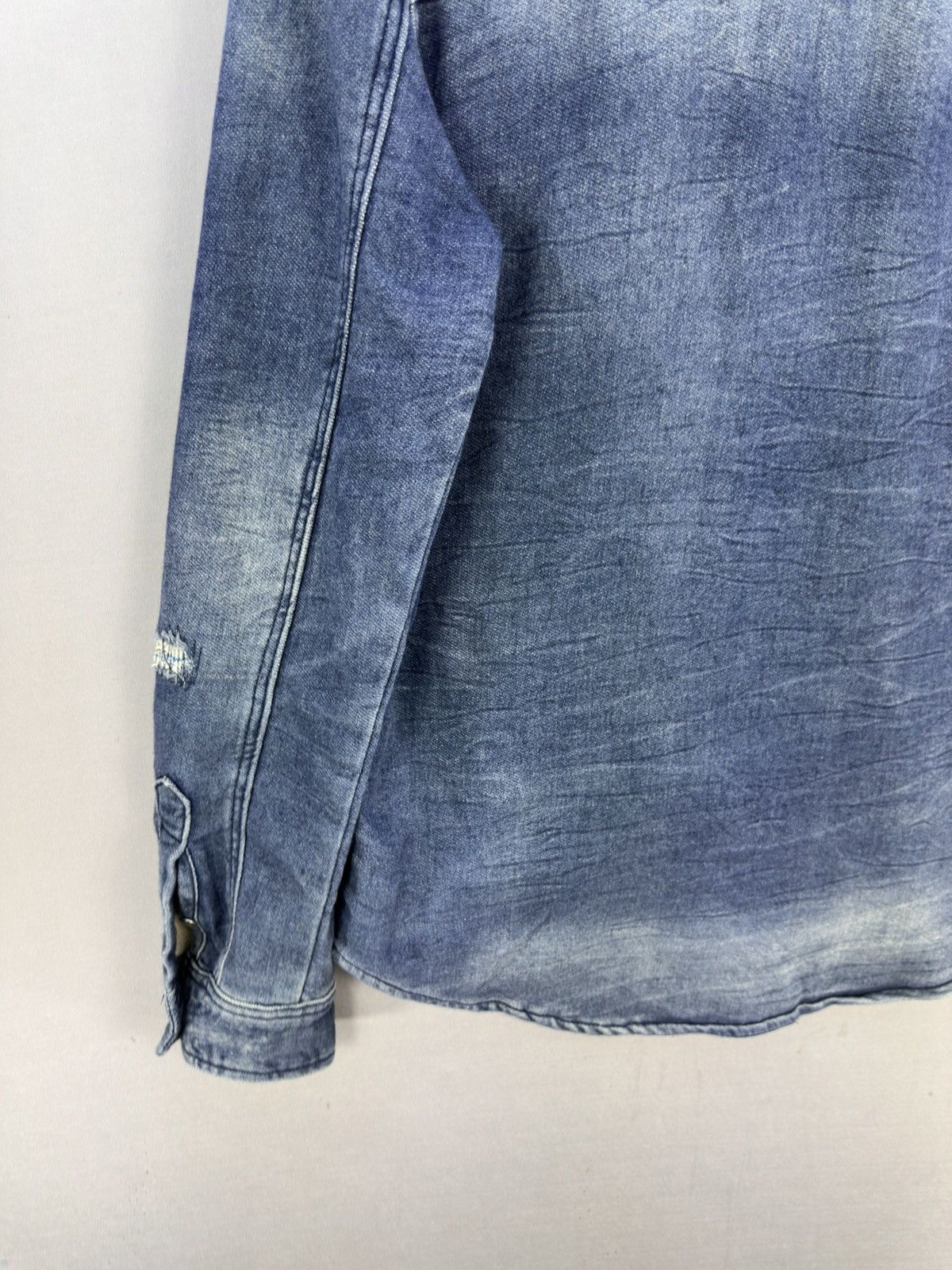 Japanese Brand Azul by Moussy Distressed Flannel Workwear Shirt Size US L / EU 52-54 / 3 - 6 Thumbnail