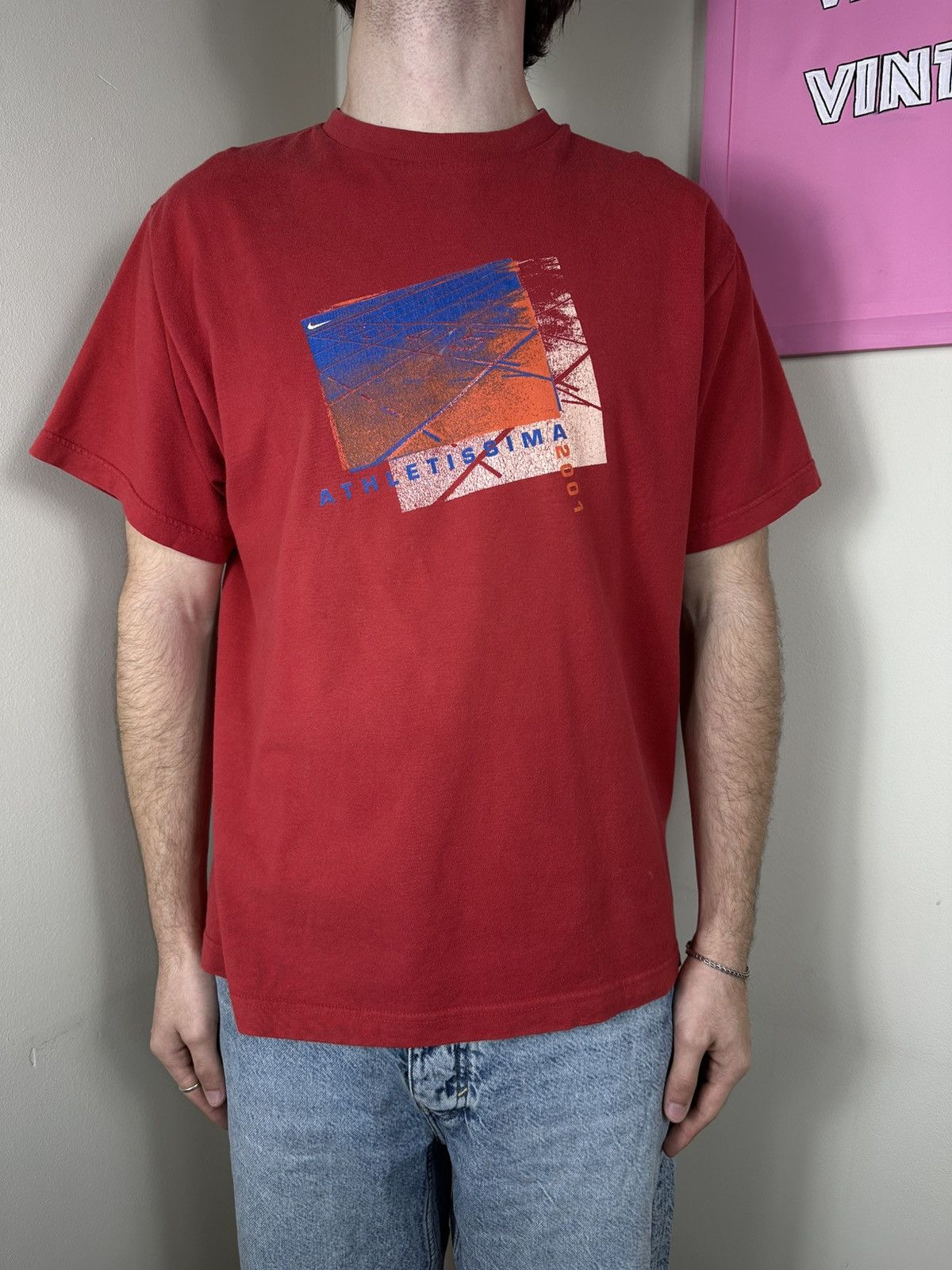 Nike Nike Athletissima 2001 Vintage T Shirt Swoosh Promo Printed Size US M / EU 48-50 / 2 - 1 Thumbnail