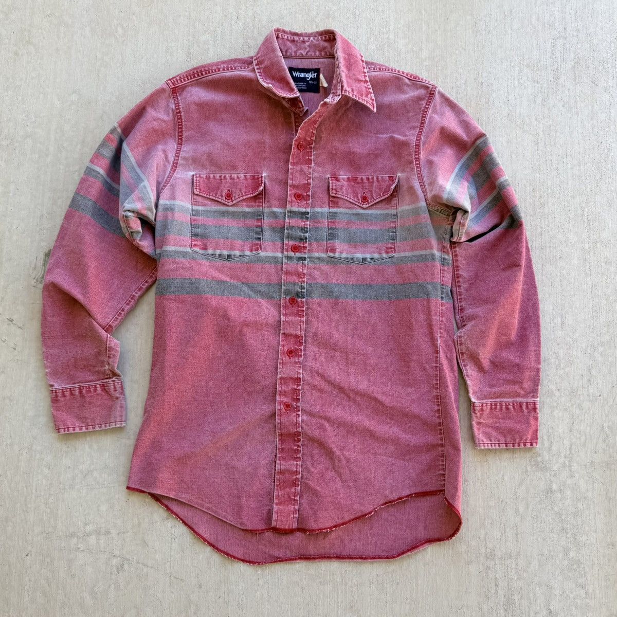Vintage Vintage Wrangler Brushpopper Shirt Made On USA Pastel Stripe Size US L / EU 52-54 / 3 - 1 Thumbnail