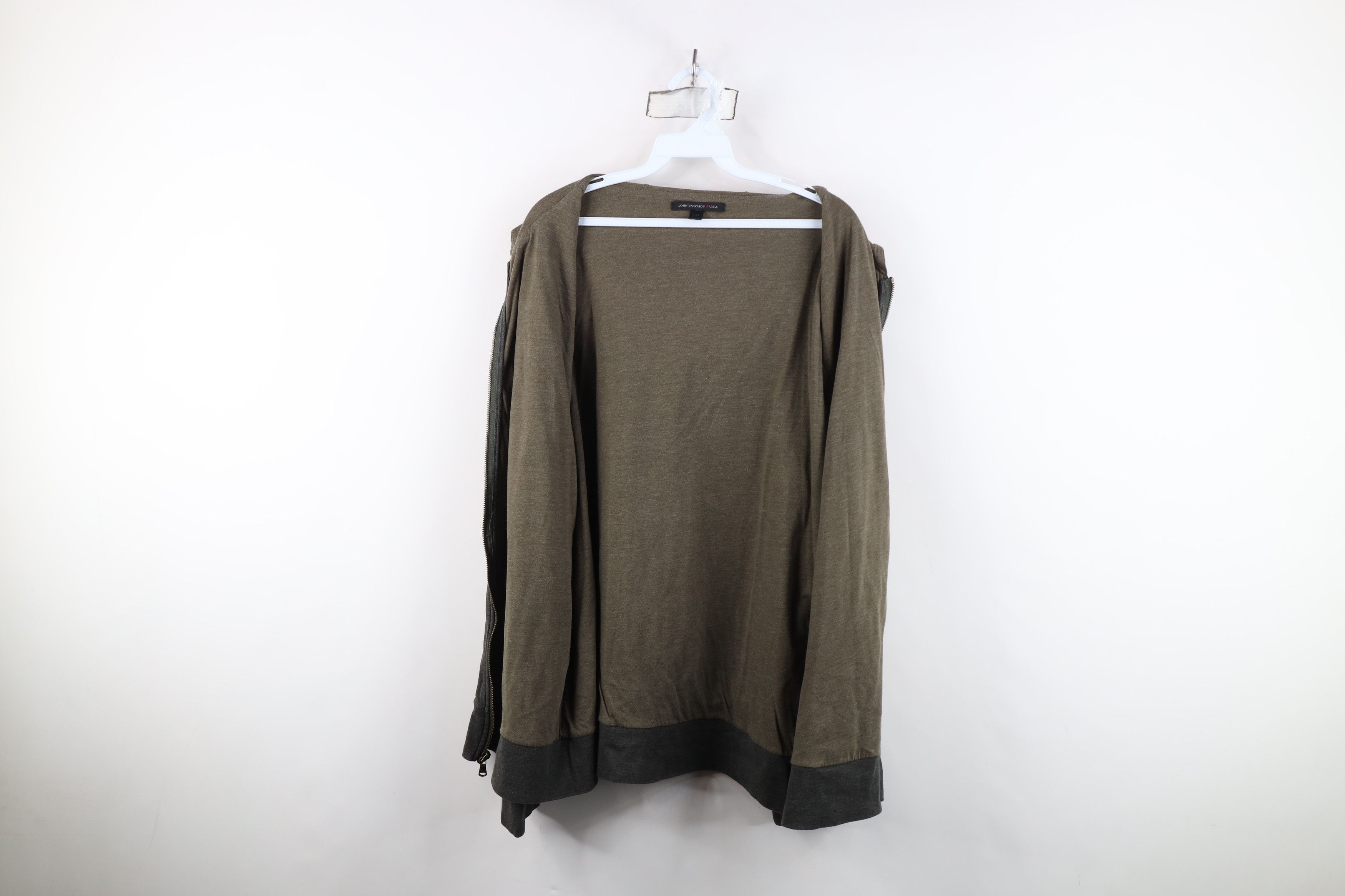 John Varvatos John Varvatos USA Blank Jersey Knit Full Zip Hoodie Gray Size US XXL / EU 58 / 5 - 9 Thumbnail