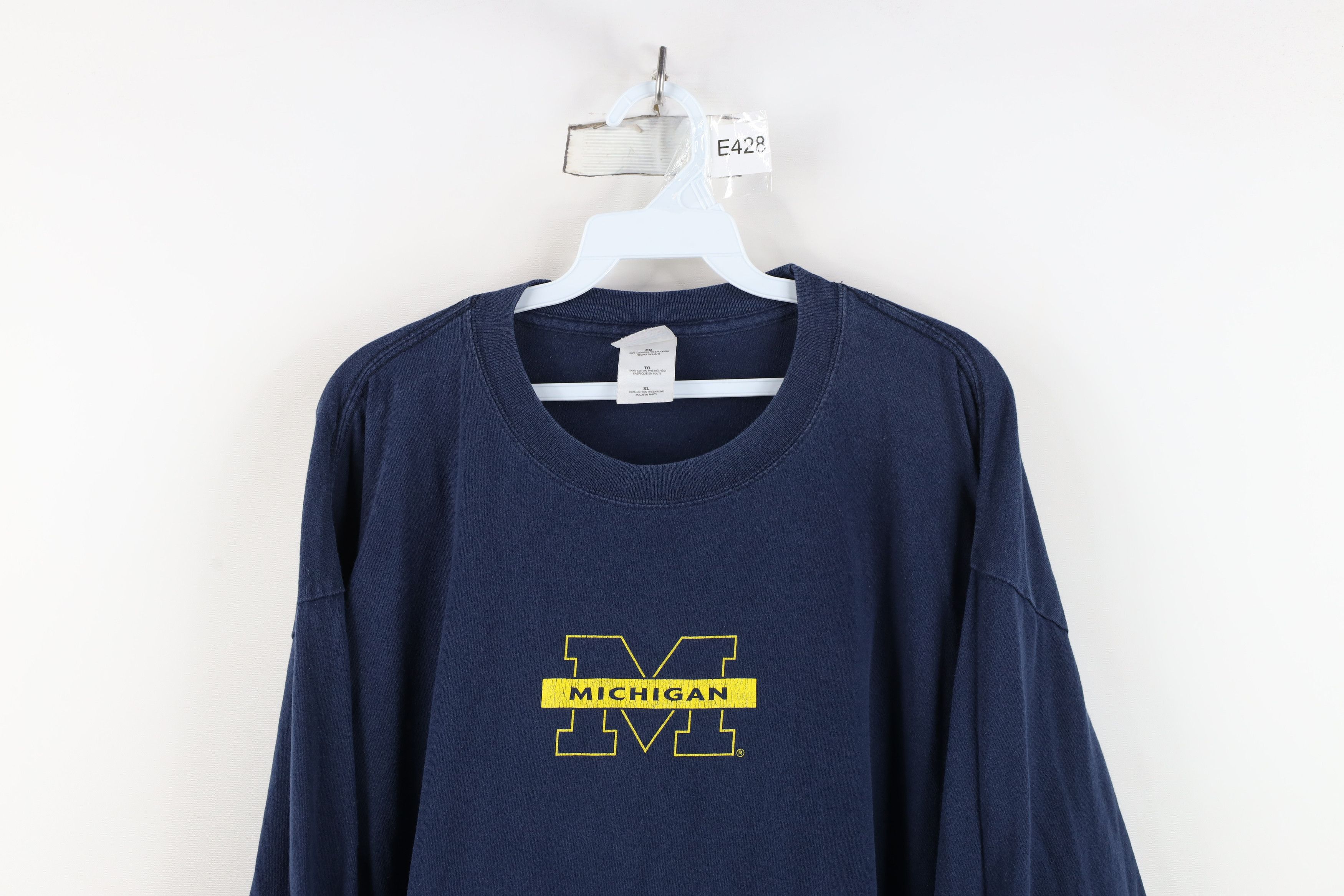 Vintage Vintage 90s University of Michigan Long Sleeve T-Shirt Blue Size US XL / EU 56 / 4 - 2 Thumbnail
