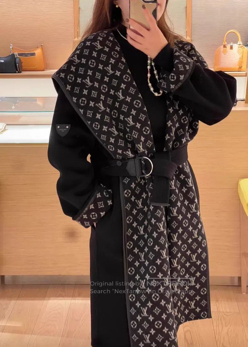 Louis Vuitton Louis Vuitton Logo printed black woolen coat Size XXS / US 00 / IT 34 - 7 Thumbnail