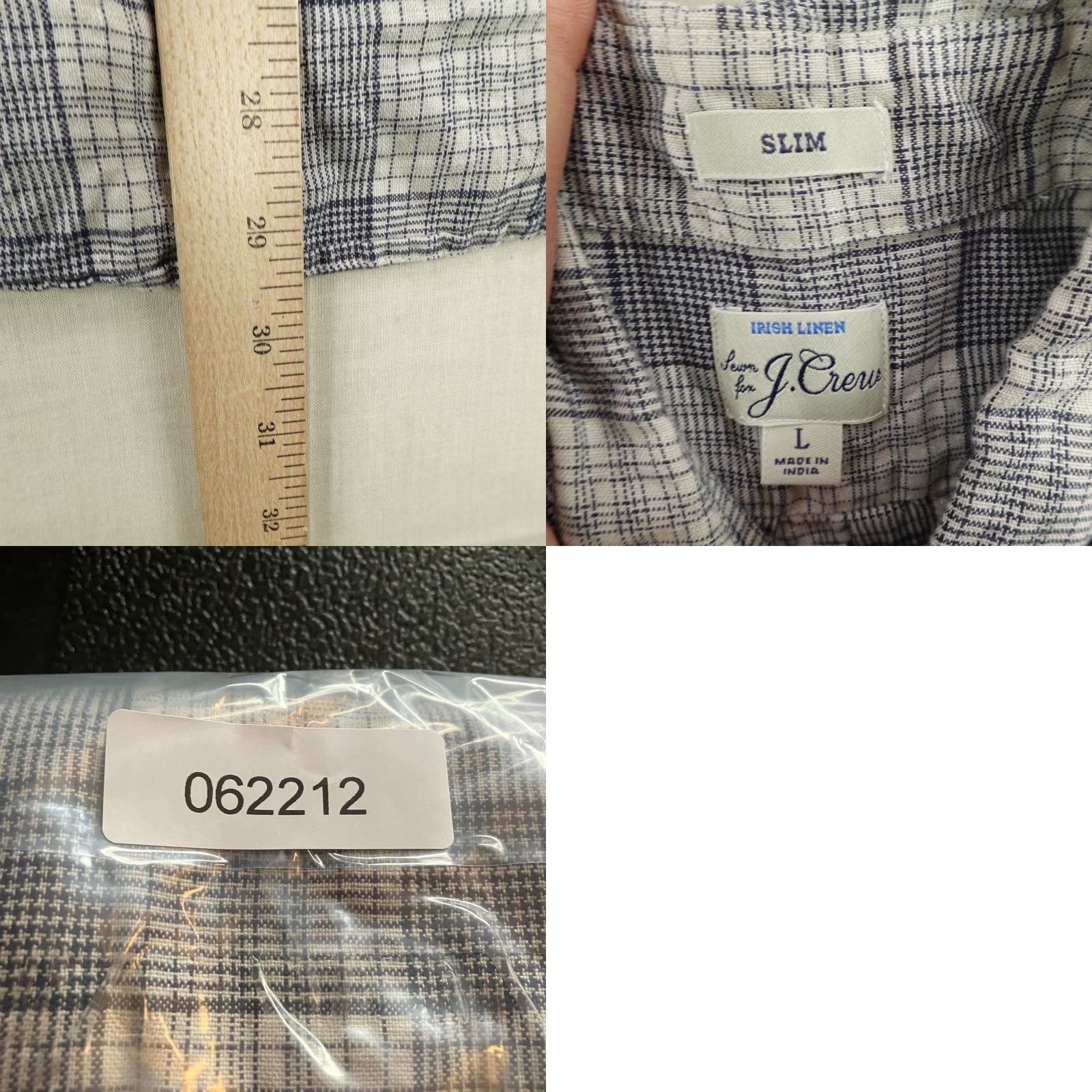 J.Crew J.CREW Shirt Mens Large Blue Gray Plaid Button-Up Linen Shirts Casual Outdoor Button-Down Pockets N/A Size US L / EU 52-54 / 3 - 8 Thumbnail