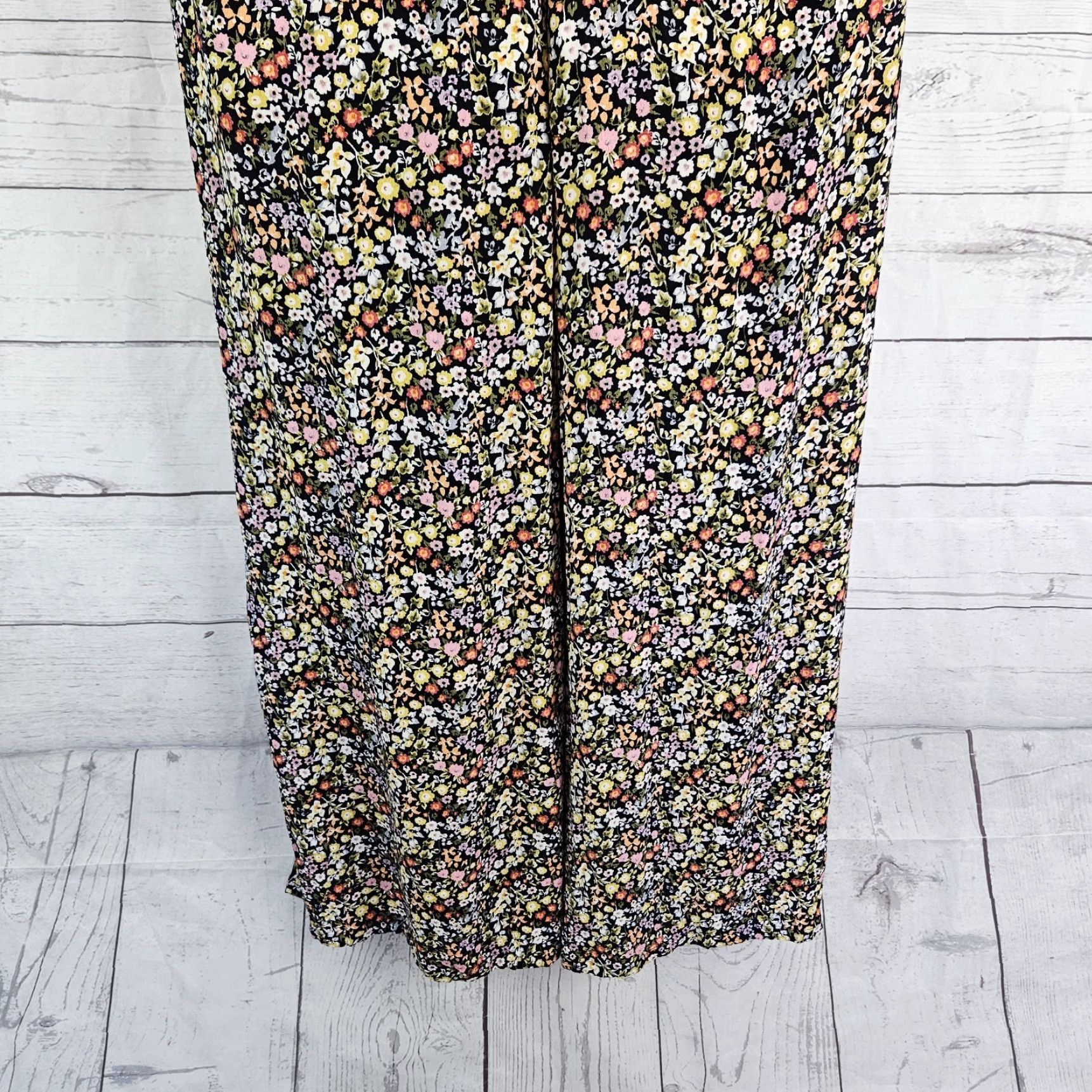 Loft LOFT Ann Taylor Womens Jumpsuit 10P Pink Yellow Floral Smocked Sleeveless Zip Viscose Multicolor Petites White Space Size 32" / US 10 / IT 46 - 5 Thumbnail