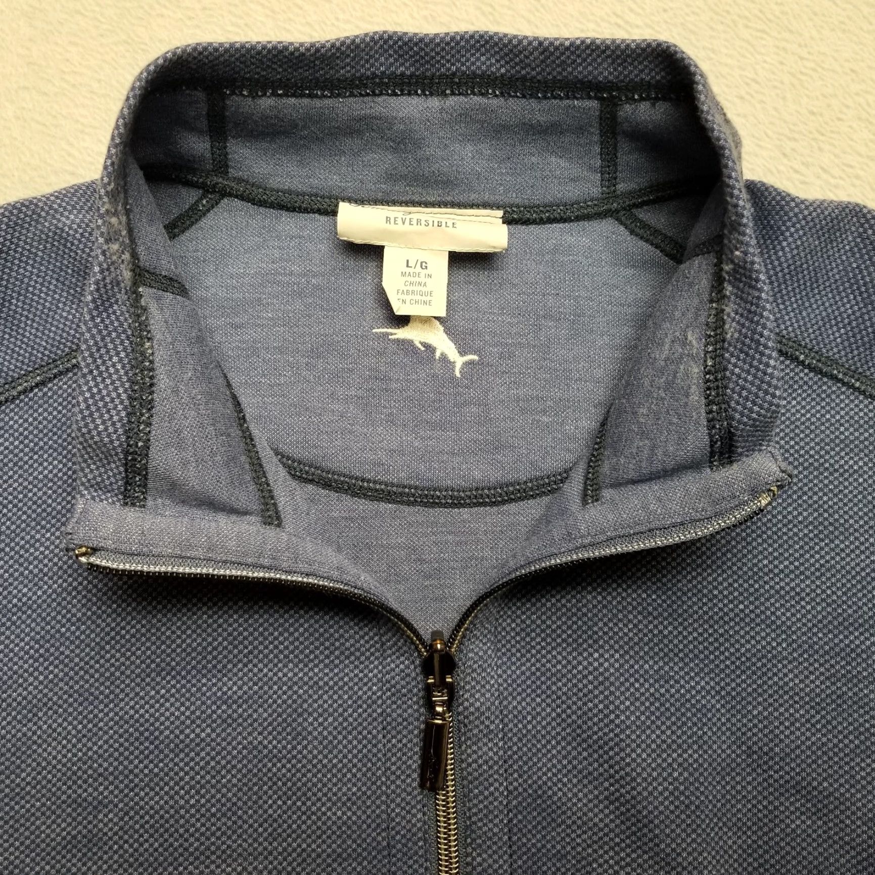 Tommy Bahama Tommy Bahama Sweater Mens L Blue Reversible Pullover 1/4 Zip Golf Casual Knit Cotton Nylon Polyester Embroidered Logo Long Sleeve Size US L / EU 52-54 / 3 - 6 Thumbnail