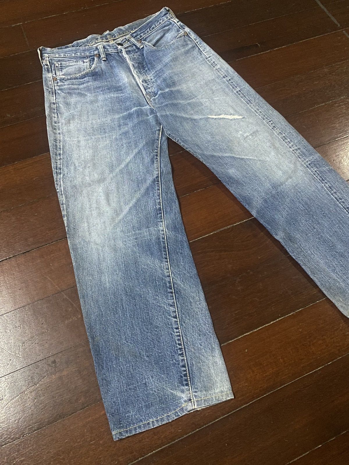 Warehouse Vintage PHERROWS distressed denim wide leg selvedge Size US 34 / EU 50 - 3 Thumbnail