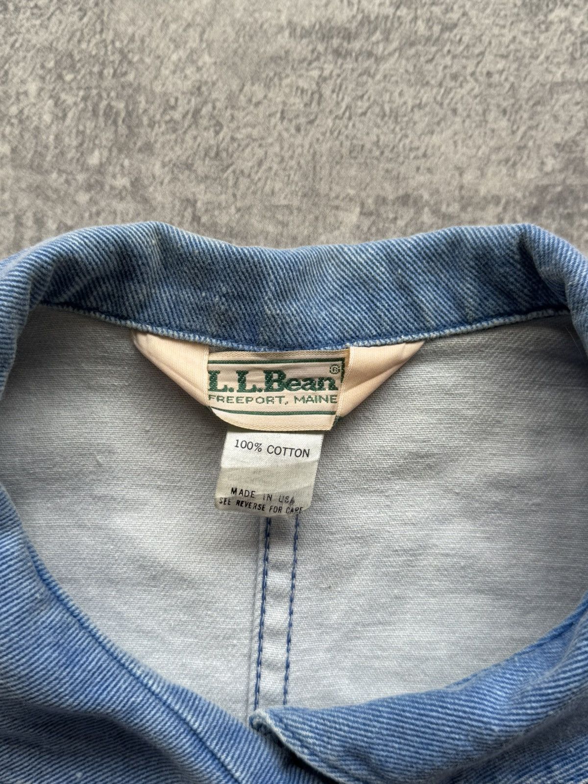 L.L. Bean 80s LL Bean Peter Pan Collar Chambray Chore Jacket Work Wear Size US L / EU 52-54 / 3 - 12 Thumbnail