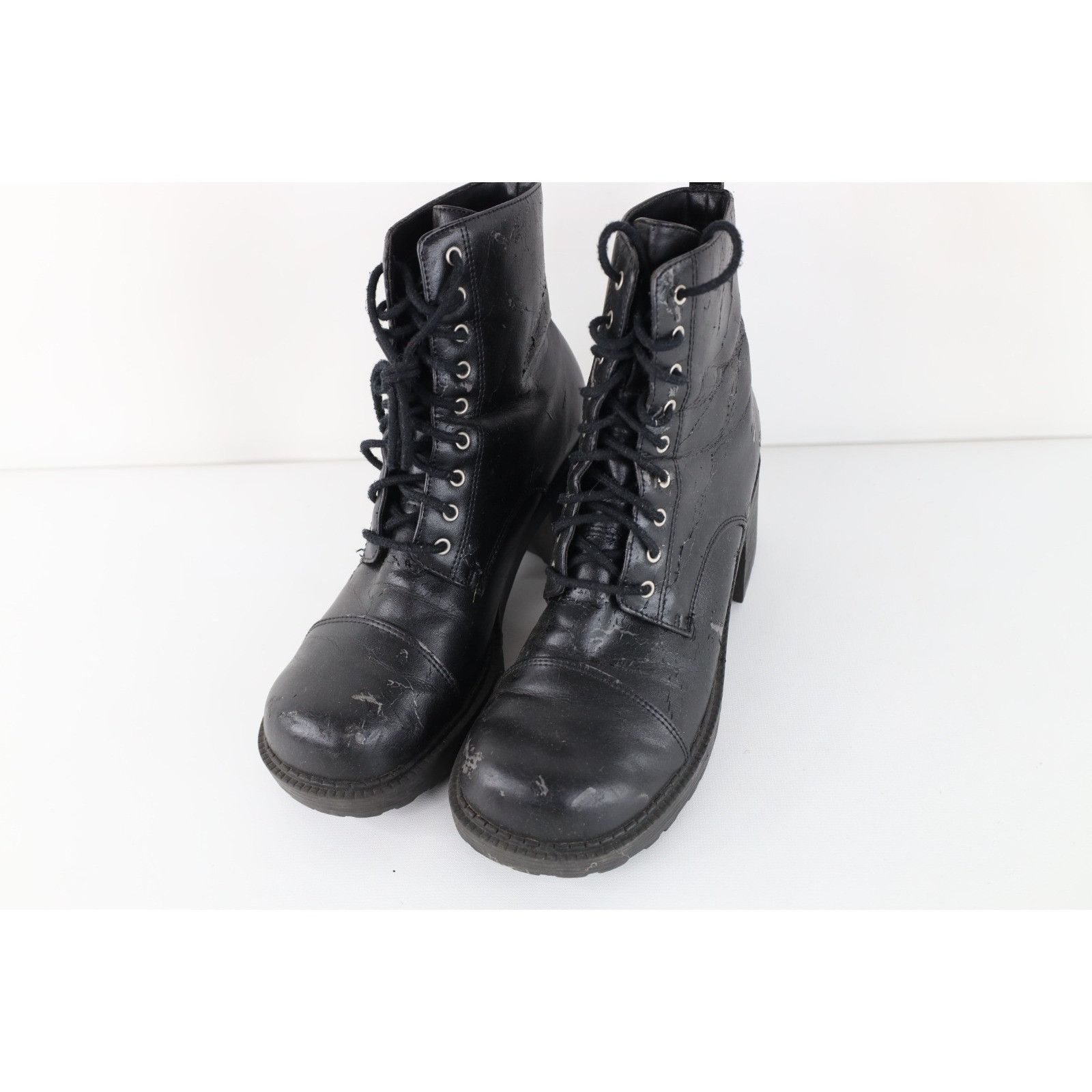 Vintage Vintage 90s Y2K Streetwear Distressed Chunky Heeled Boots Size US 7.5 / IT 37.5 - 2 Thumbnail