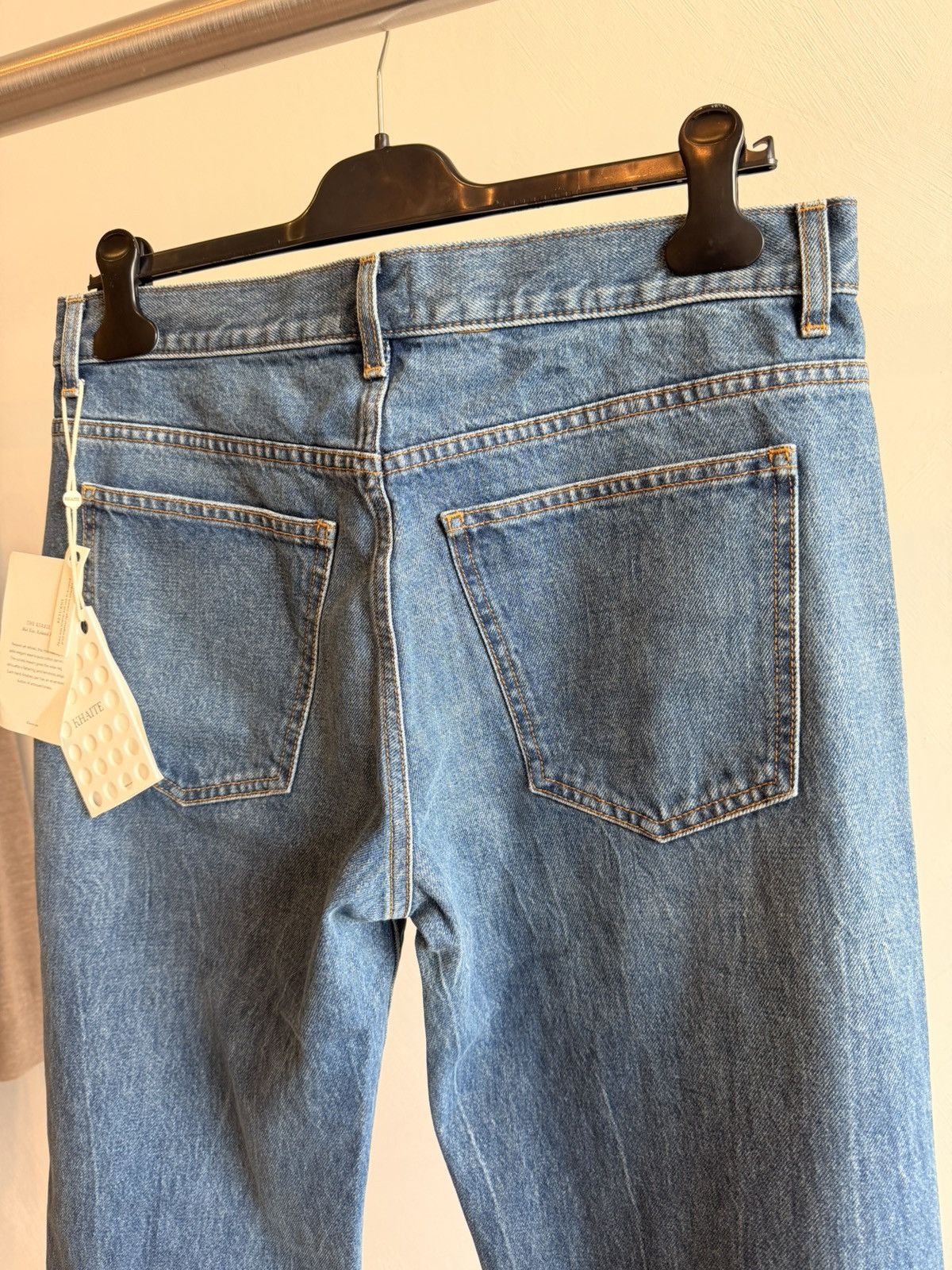 KHAITE NWT Khaite Kerrie Jeans Denim Straight Leg Raw Hem Size 30 Size 30" / US 8 / IT 44 - 8 Thumbnail