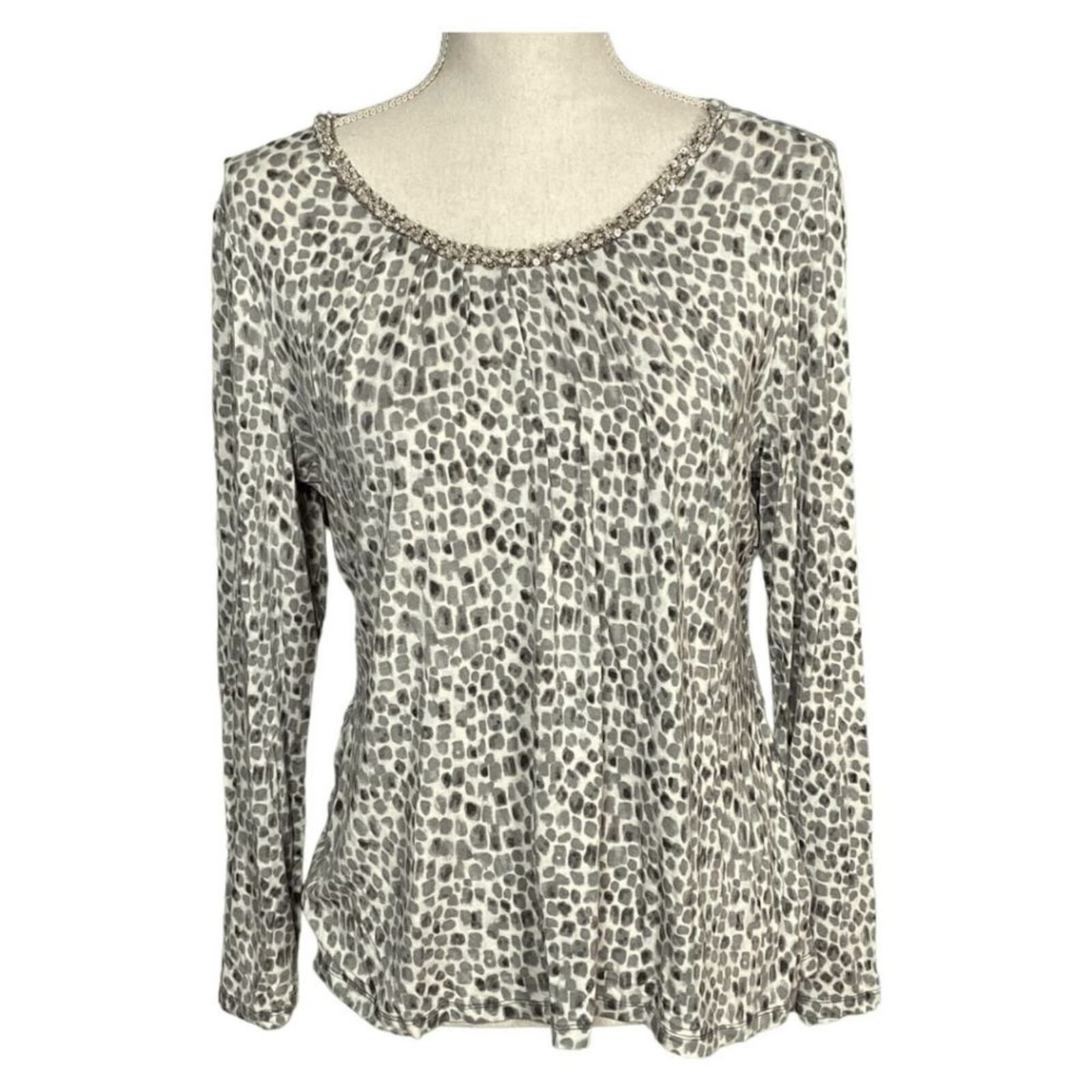 Other Charter Club Women's Blouse Petite Medium White Gray Abstrac Size M / US 6-8 / IT 42-44 - 15 Thumbnail