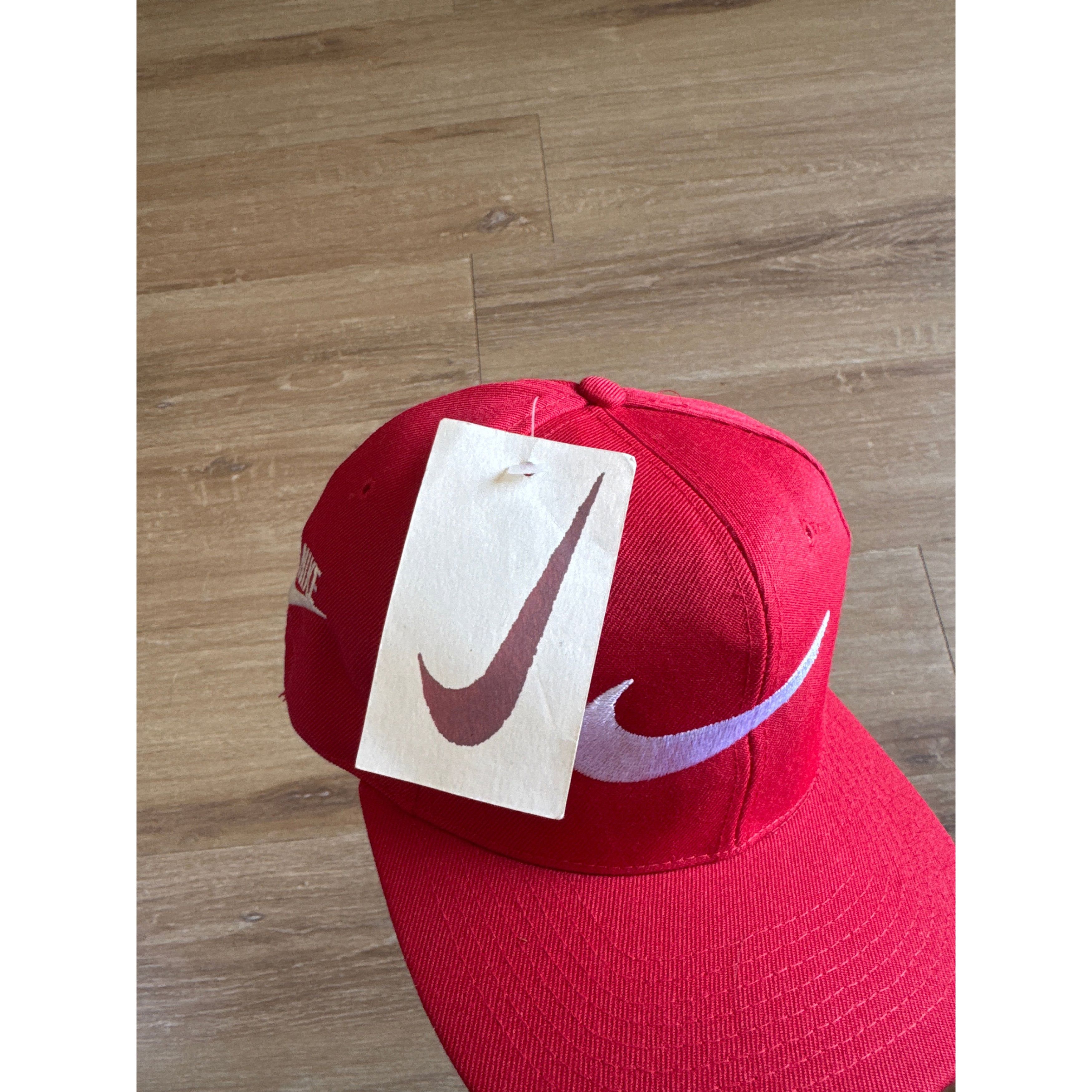 Other Vintage 90s Nike Logo Red Elastic Fitted Hat Size ONE SIZE - 2 Thumbnail