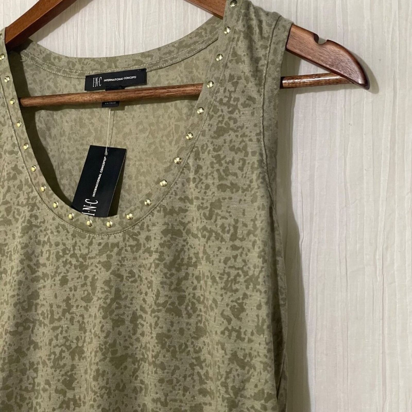 Other I.N.C. Embellished Scoop Neck Tank Top XS Sage Green New Size XS / US 0-2 / IT 36-38 - 5 Thumbnail