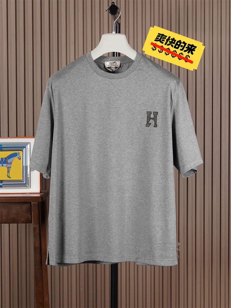 Hermes Hermes Grey Round Neck Short Sleeve T-Shirt | Grailed