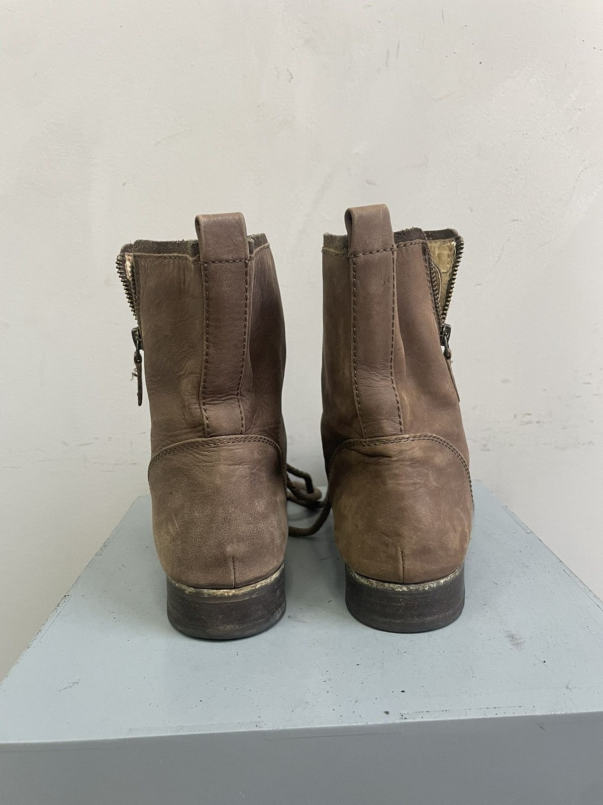Ankle combat boots A.S. 98 style brown military zipper style