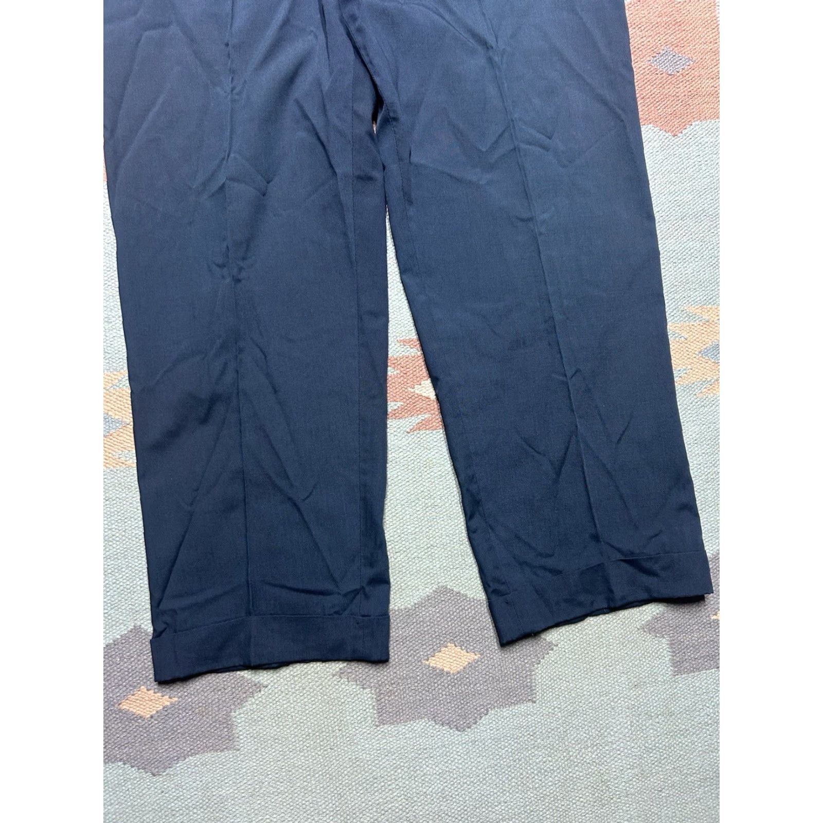 Vintage VINTAGE 70s NAVY Blue Lightweight Men Pants 36 x 30 Slacks Trousers Work Size US 36 / EU 52 - 2 Thumbnail