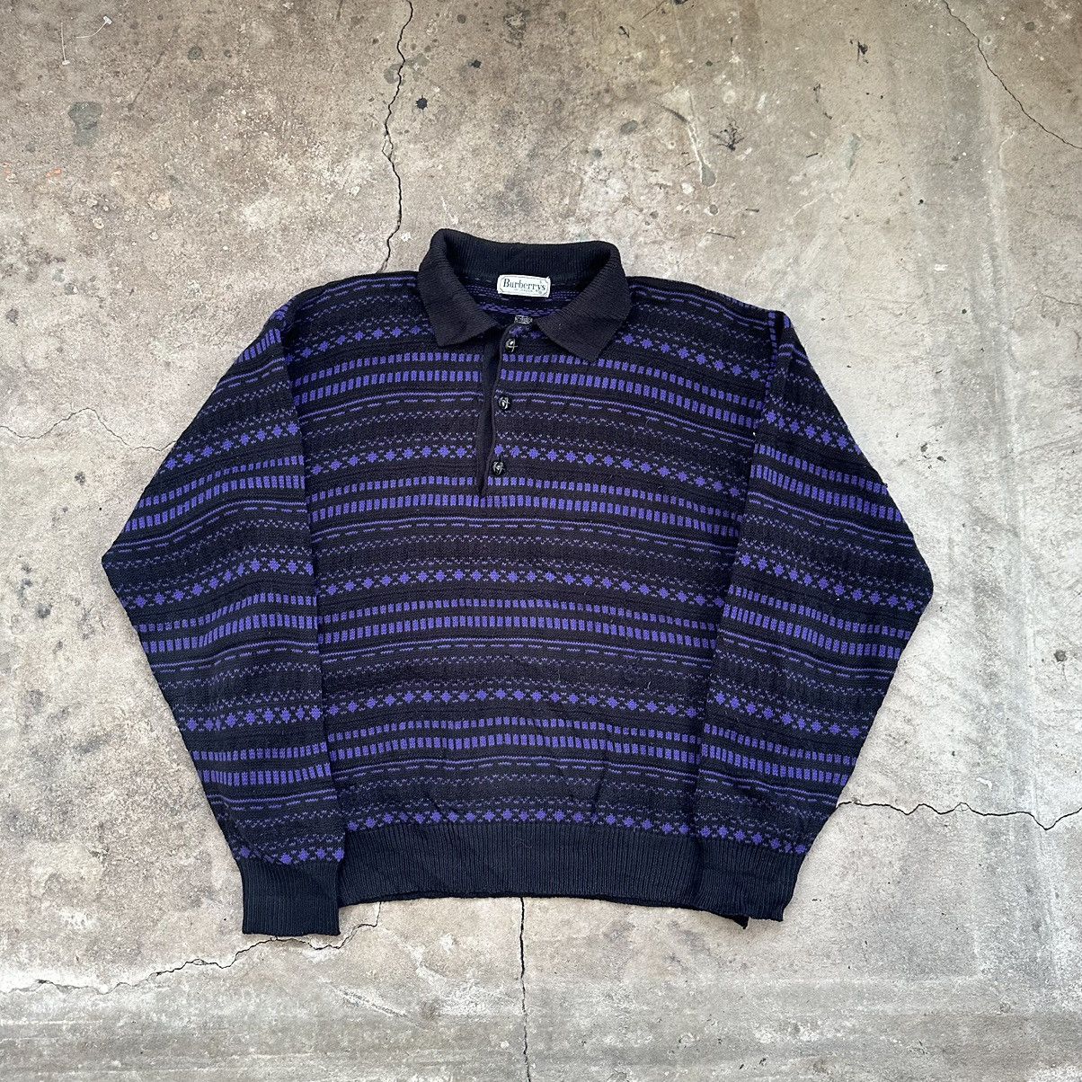 Burberry Vintage Burberrys 90s Lambswool Checkered Grey Sweater Size US XL / EU 56 / 4 - 3 Thumbnail
