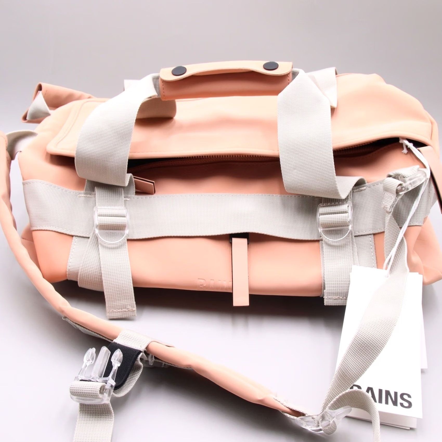 Rains RAINS Texel Duffel Bag Mini W3 Coy Peach Pink Waterproof Backpack Carry Bag Size ONE SIZE - 5 Thumbnail