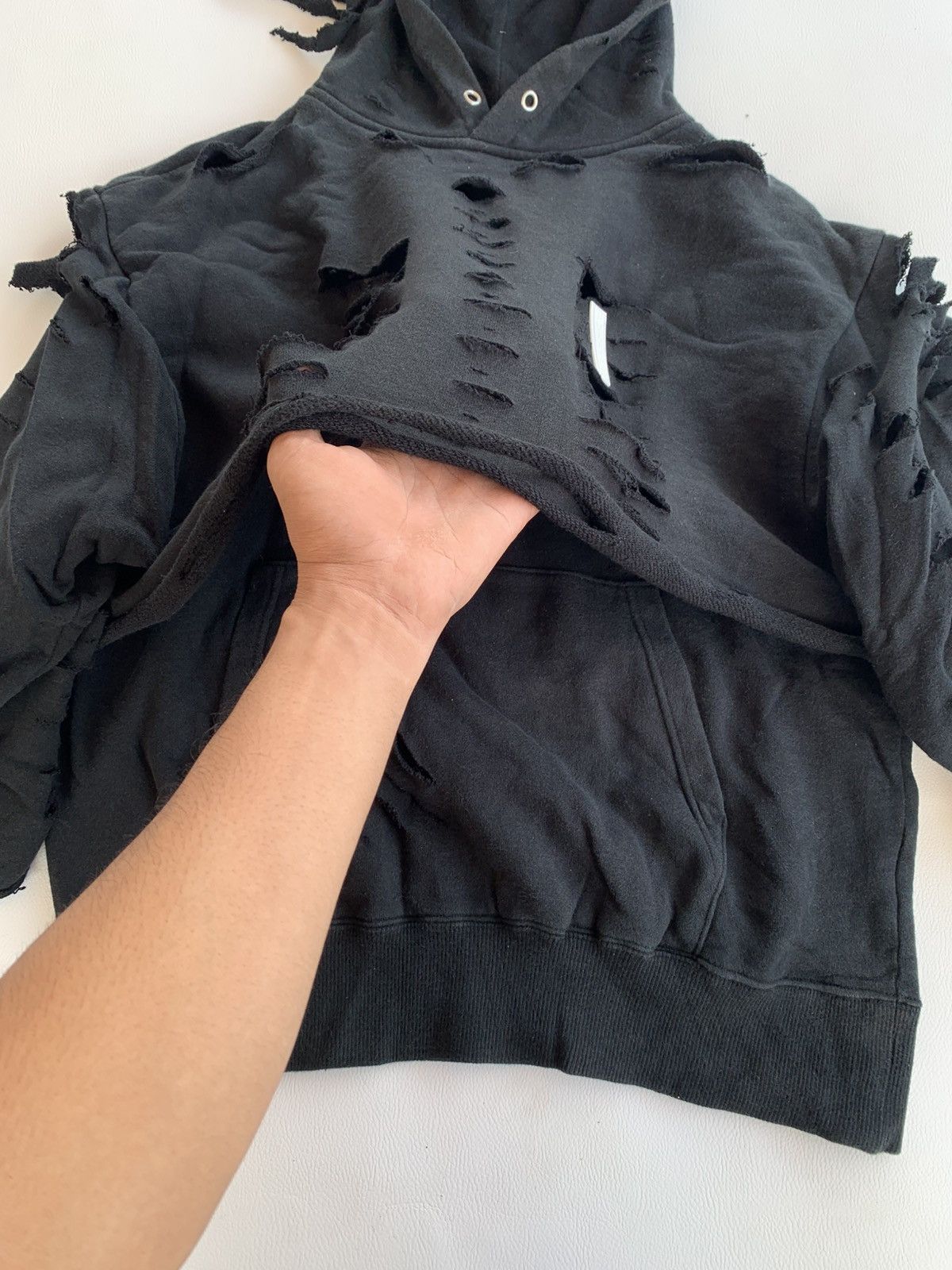 KMRii FULL BK Crazy Distressed Double Layer Japanese Style Hoodie Size US M / EU 48-50 / 2 - 9 Thumbnail