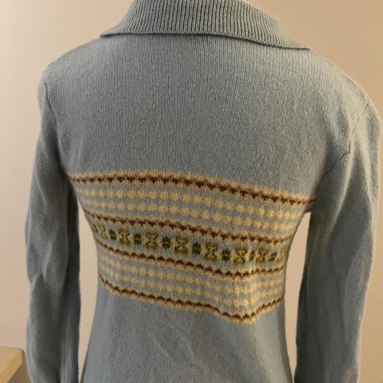 J.Crew J. Crew teal and tan zip-up wool sweater Size S / US 4 / IT 40 - 3 Thumbnail