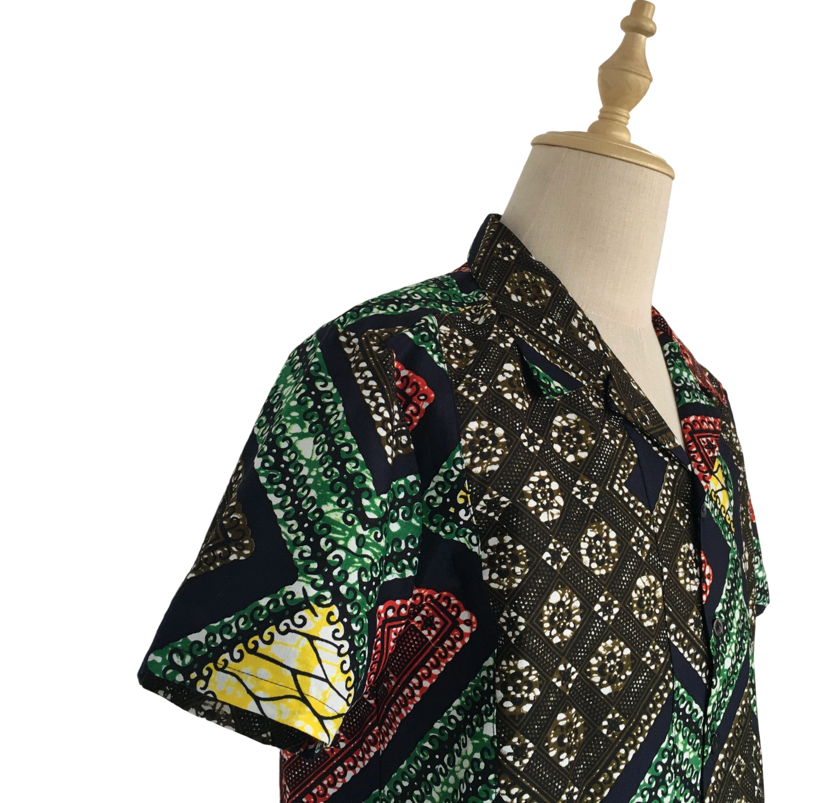 Other African Wax Print Men Shirt Short Sleeves Summer Size US XL / EU 56 / 4 - 5 Thumbnail