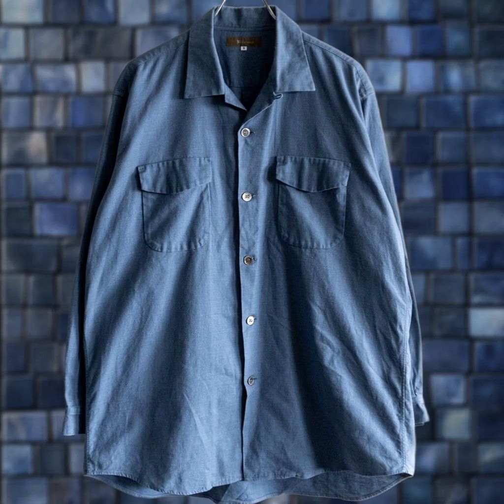 Yohji Yamamoto Y's for men 90's Vintage Yohji Yamamoto Open-collar Shirt One Size Blue Cotton Shirt Mens One Size Blue Cotton Size US M / EU 48-50 / 2 - 1 Thumbnail