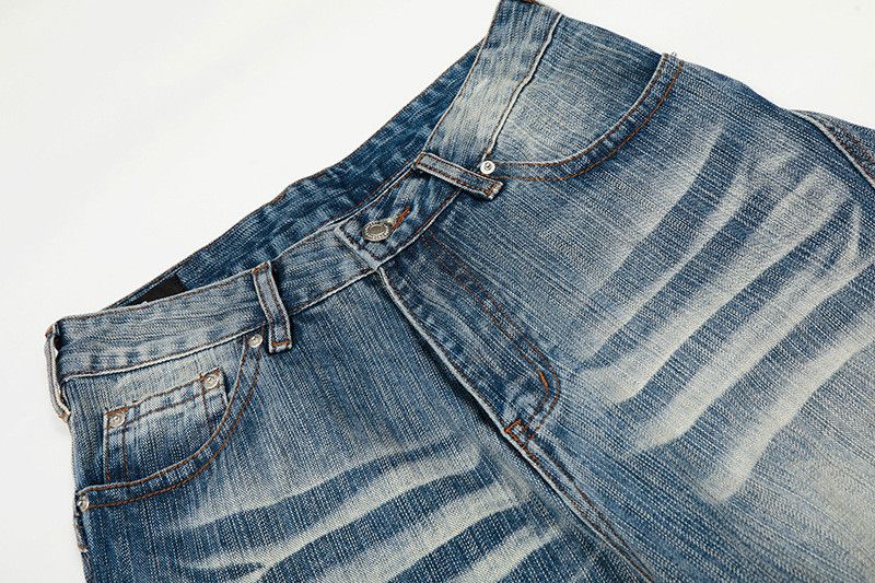Retro washed men's loose straight leg wide-leg jeans