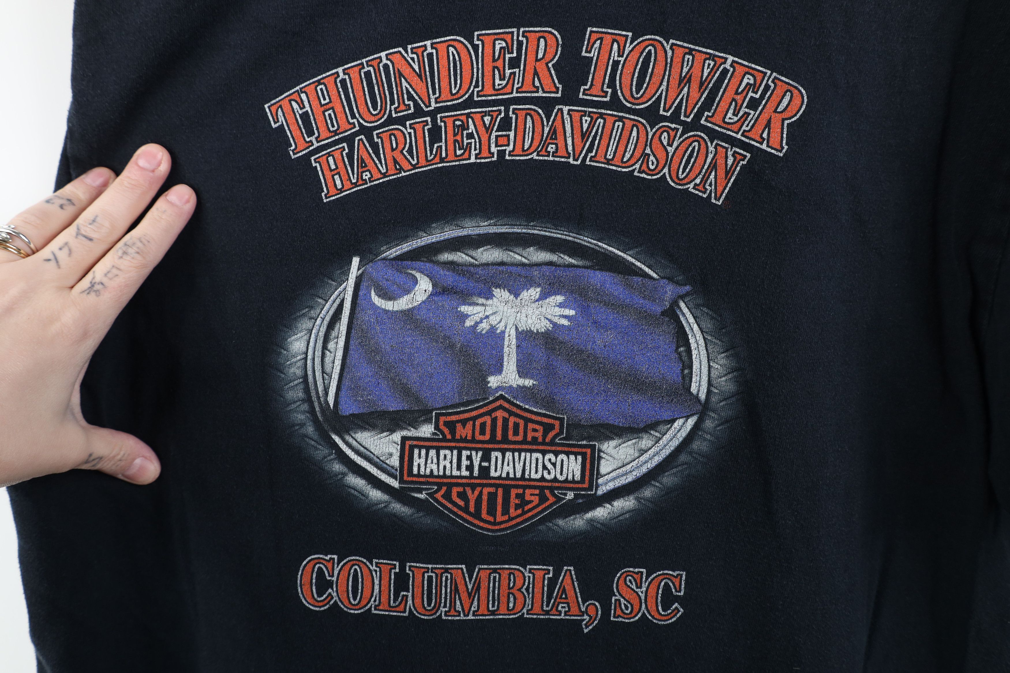 Harley Davidson Vintage Y2K Harley Davidson Spell Out Fire Flames T-Shirt Size US M / EU 48-50 / 2 - 11 Thumbnail