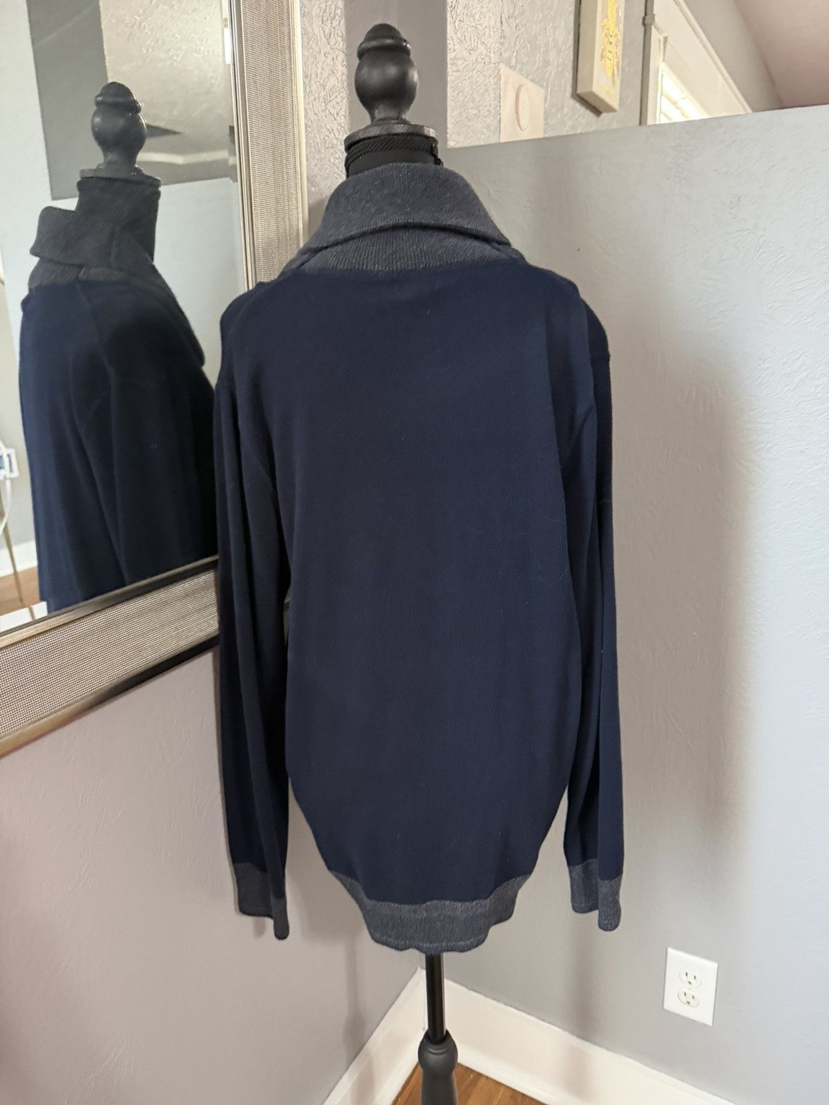 J.Crew J.Crew navy blue shawl collar sweater kangaroo pocket medium Size US M / EU 48-50 / 2 - 3 Thumbnail