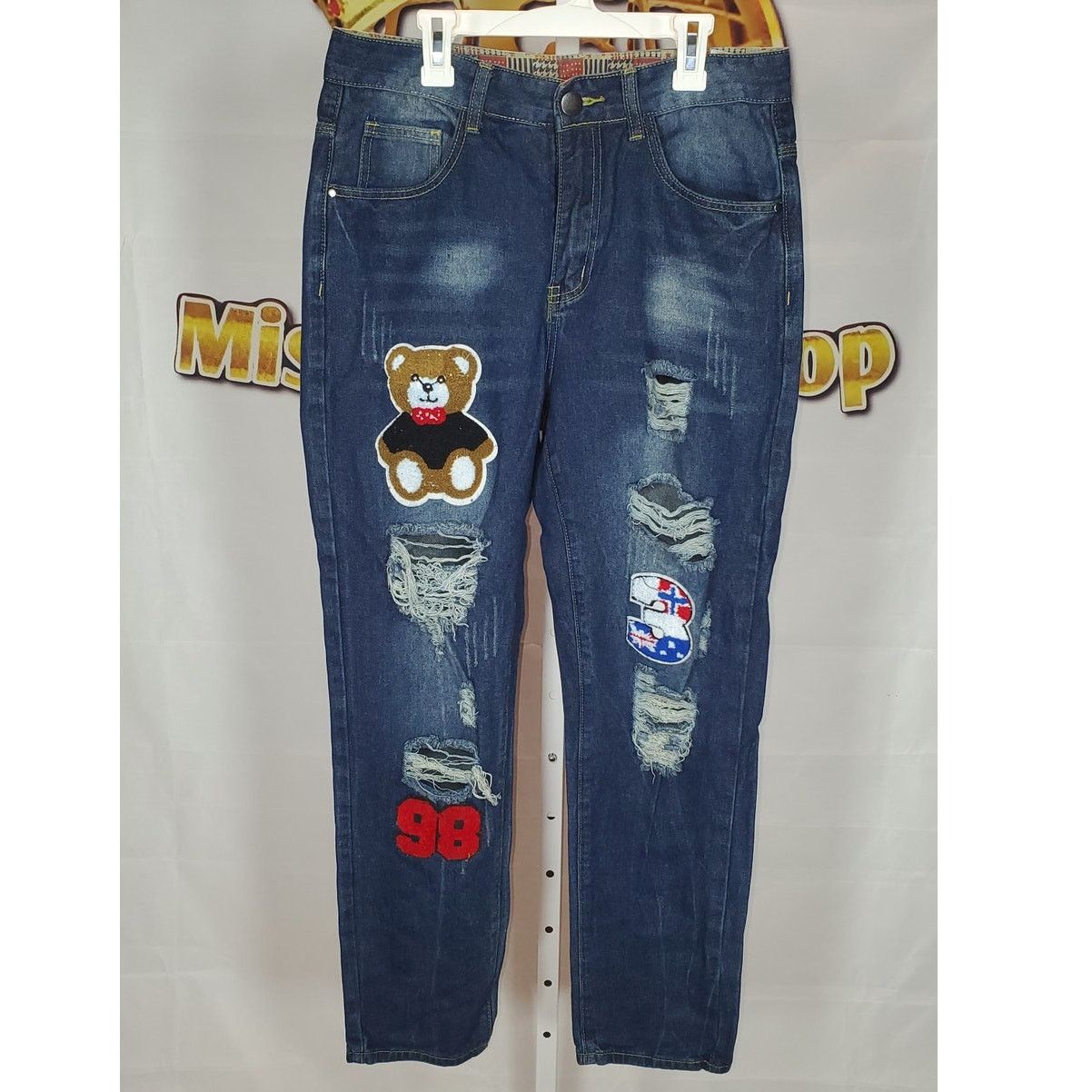 Other Men’s Distressed Blue Jeans Patchwork Bear 98 Design Size 30 Size US 30 / EU 46 - 1 Thumbnail