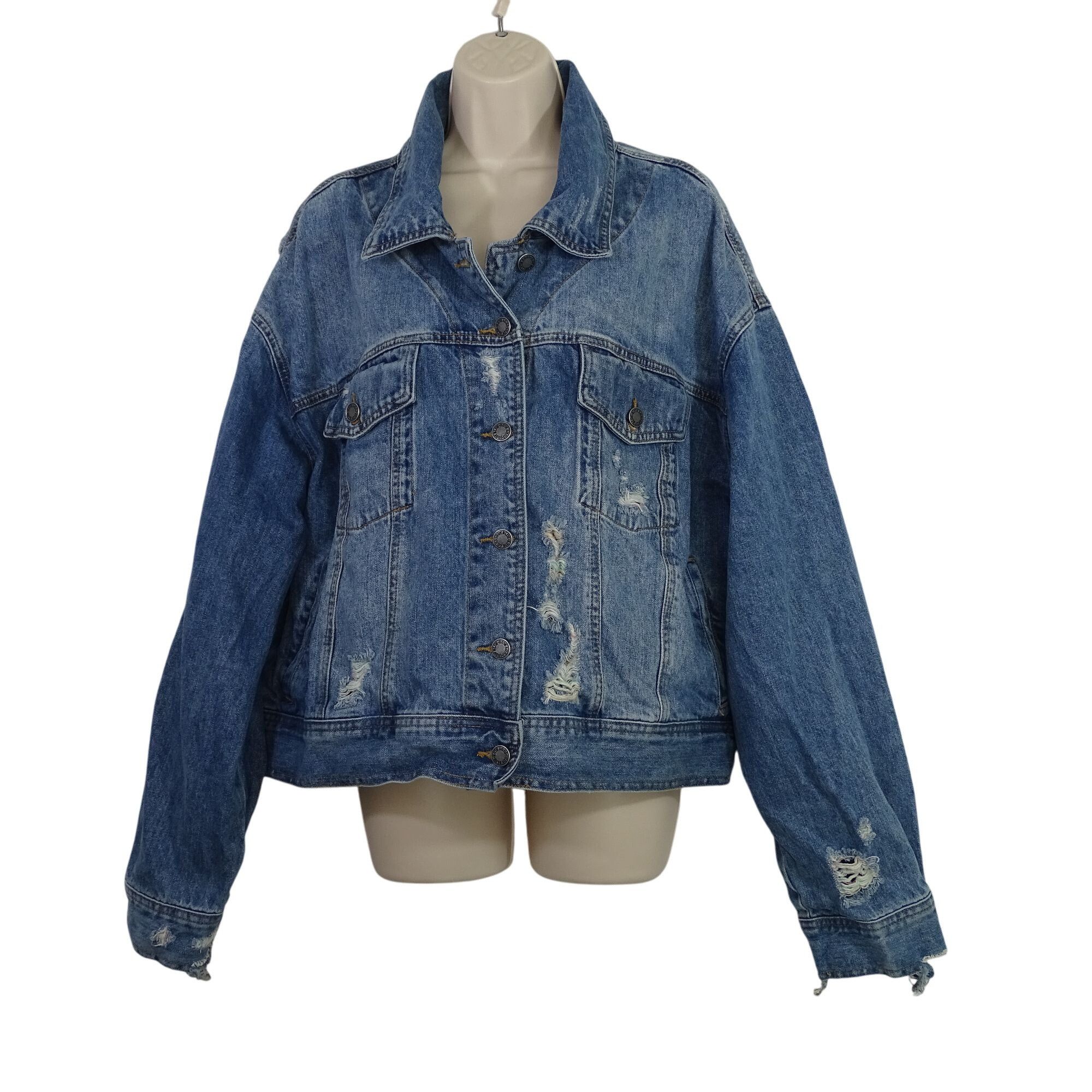 Judy Blue Judy Blue Distressed Ripped Denim Jacket Women Size 3XL Size 3XL / US 20-22 - 1 Thumbnail