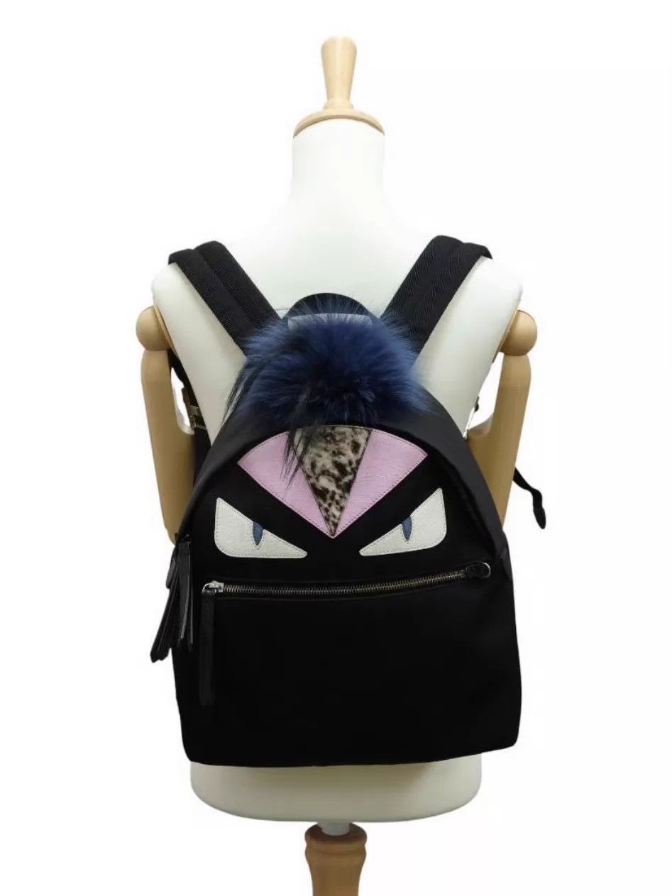 Fendi Fendi Bag Bugs Backpack Pink Leopard Blue Fur Size ONE SIZE - 5 Thumbnail