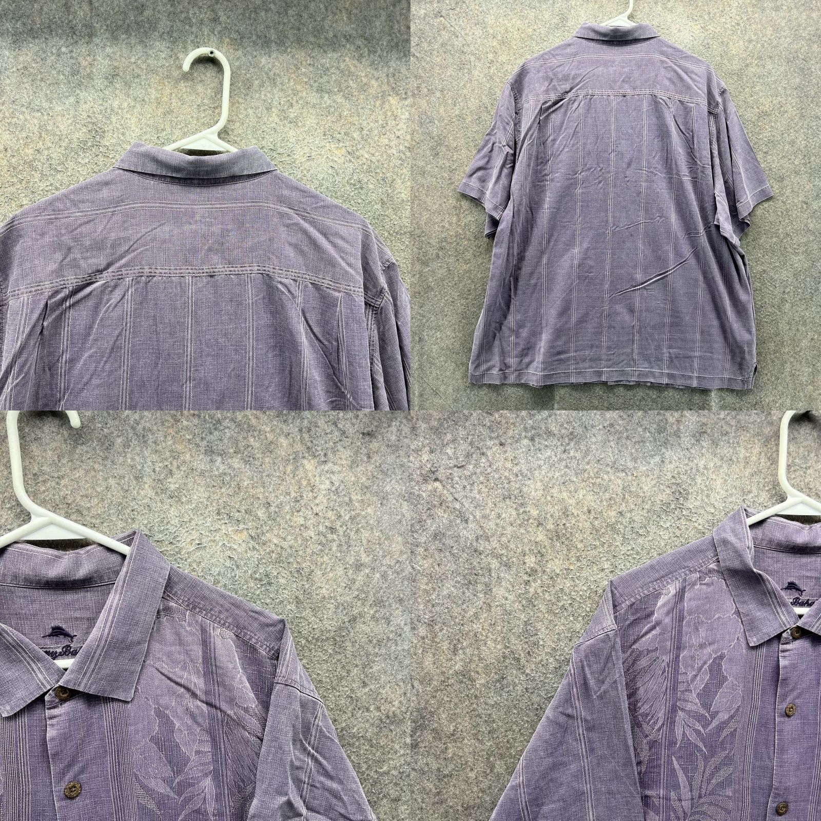 Tommy Bahama Tommy Bahama Shirt Mens 2XL Purple Silk Hawaiian Short Sleeve Button Front Vent Embroidered Liquid Relaxed Fit Casual Travel Size US XXL / EU 58 / 5 - 8 Thumbnail