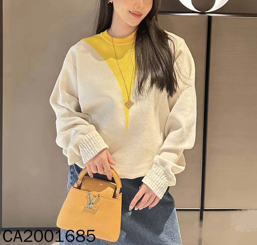 Louis Vuitton LV ivory and yellow colorblocked sweatshirt XS Size XS / US 0-2 / IT 36-38 - 4 Thumbnail