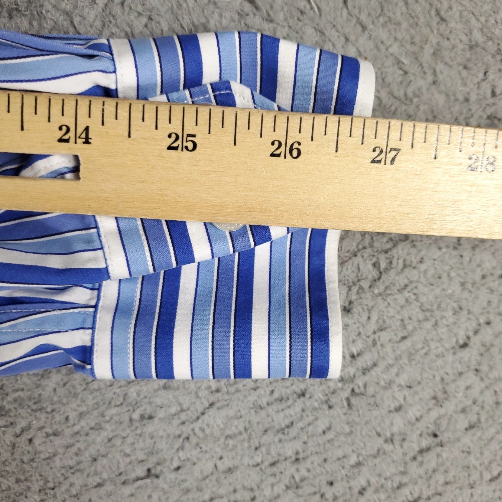 BUGATCHI Bugatchi Uomo Dress Shirt Mens Size 18 Blue Striped Long Sleeve Button Up Classic Casual Modern Size 48R - 6 Thumbnail