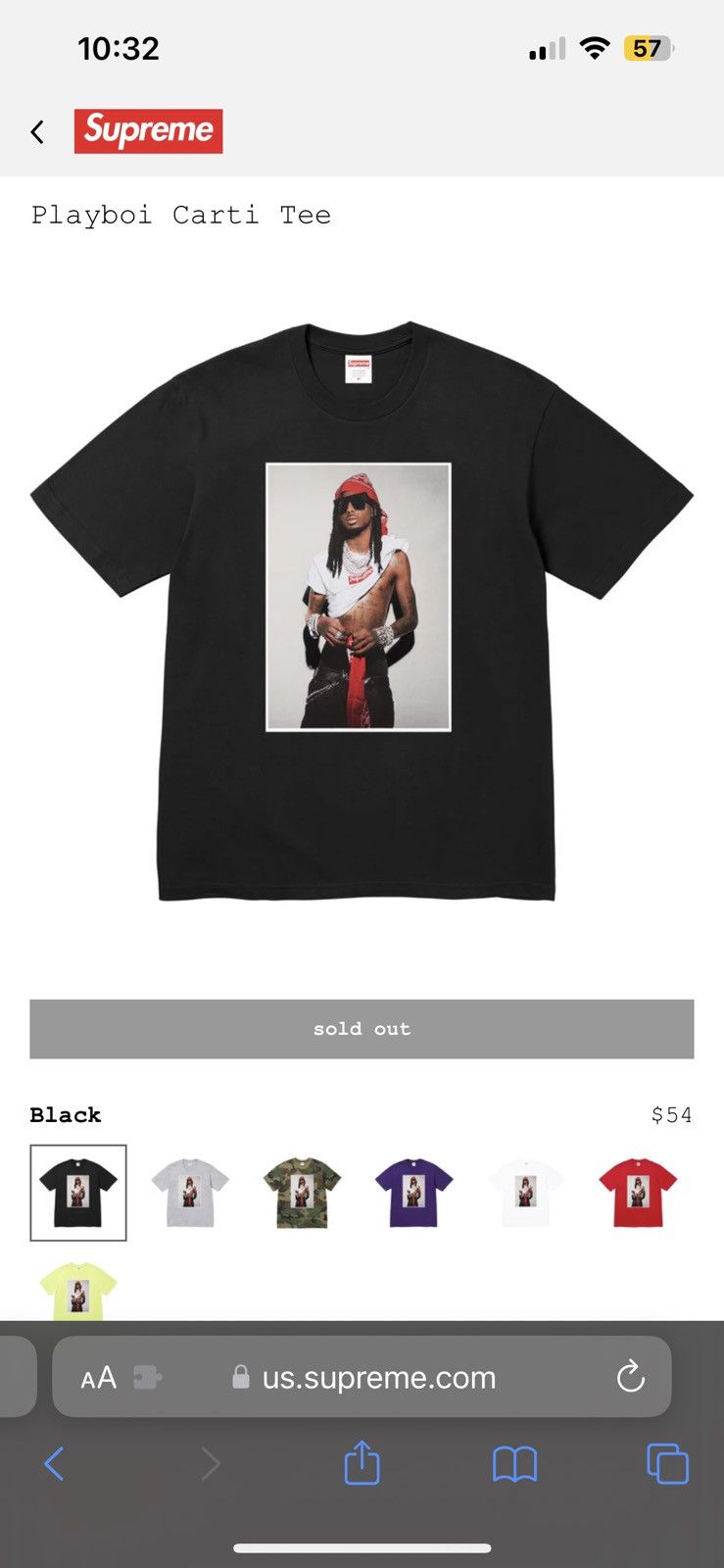 Supreme Supreme Playboi Carti Photo T-Shirt Tee Black Size