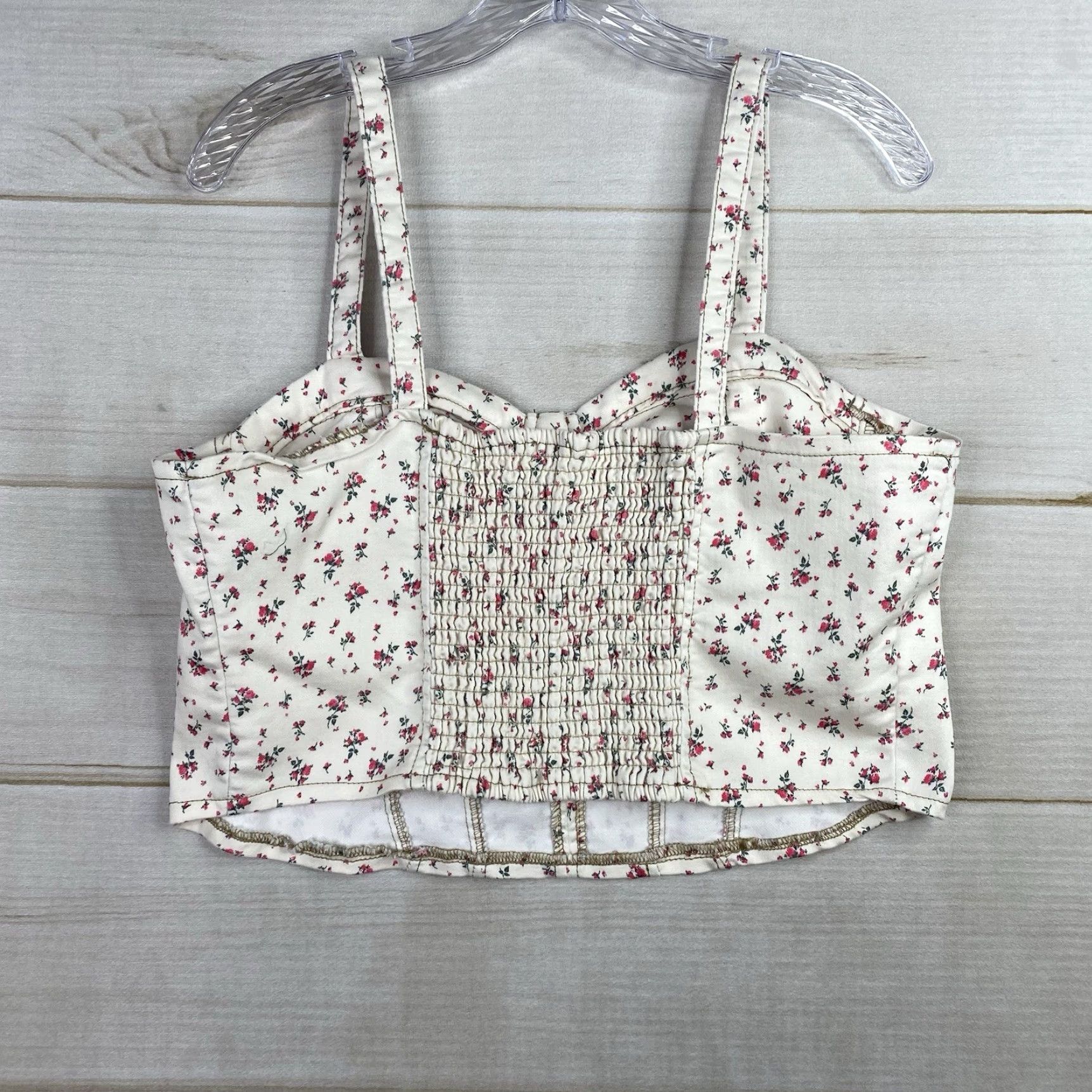 Vintage No Boundaries Tank Juniors XL 15-17 White Floral Spaghetti Strap Cropped Sleeveless Bohemian Y2K Floral Crop Top Womens Size XL / US 12-14 / IT 48-50 - 3 Thumbnail