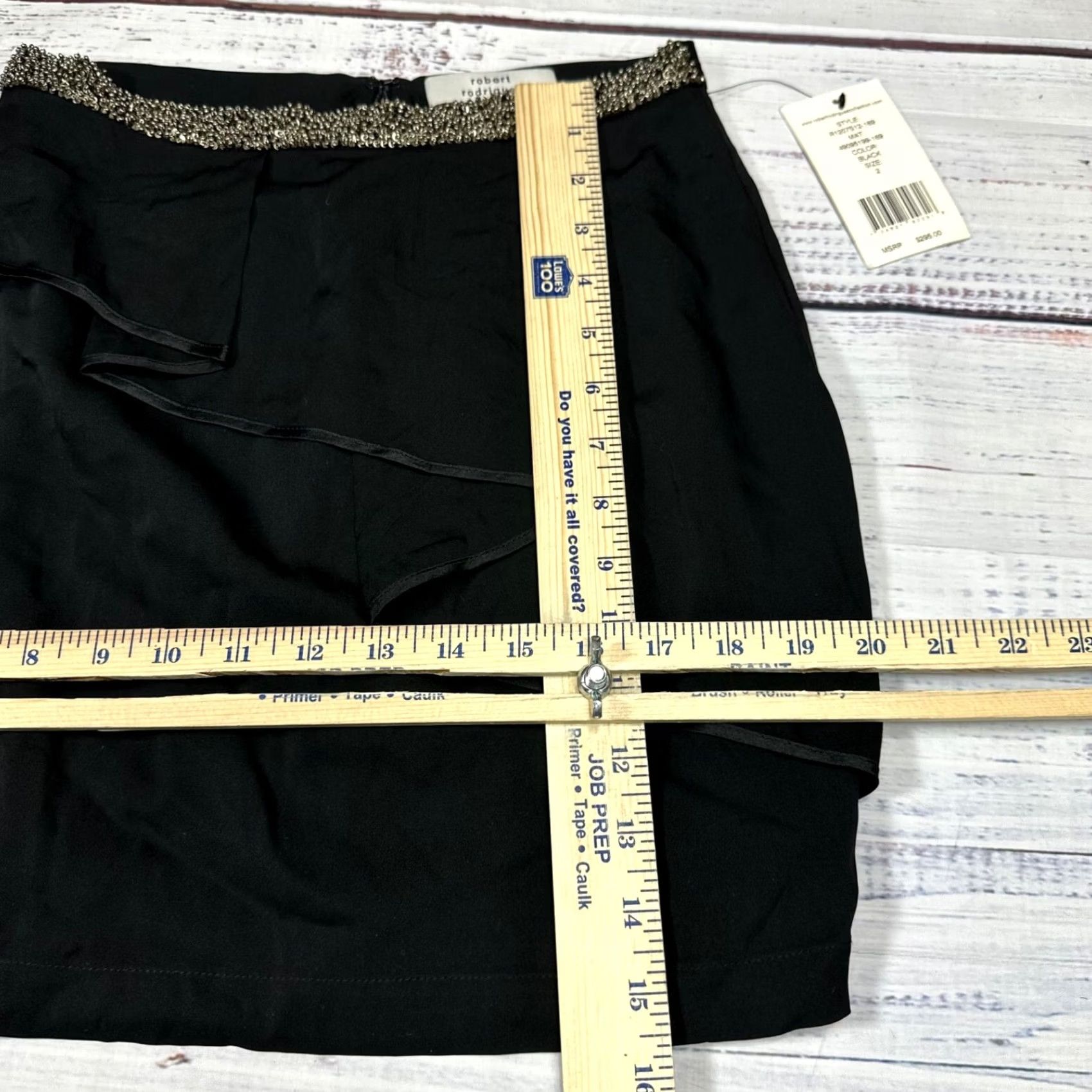 Robert Rodriguez Robert Rodriguez Womens Short Skirt Sz 2 Black Ruffle Embellished A-Line New Knitwear? Size 26" / US 2 / IT 38 - 2 Thumbnail