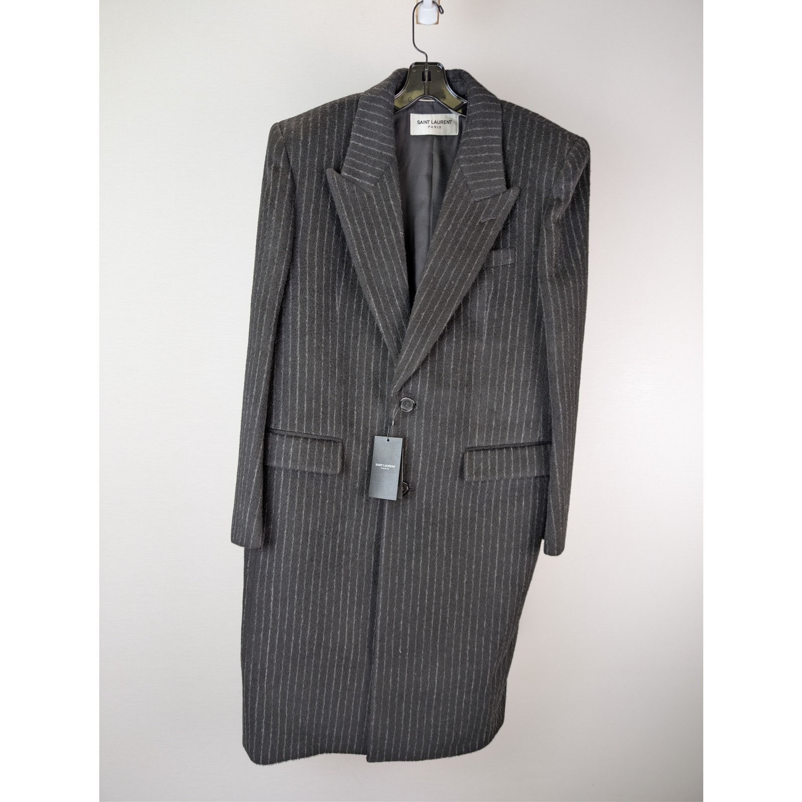 Saint Laurent Paris o1rshd1 Manteau Rayure Relief Stripe Coat Anthracite Chalk Size US M / EU 48-50 / 2 - 9 Thumbnail