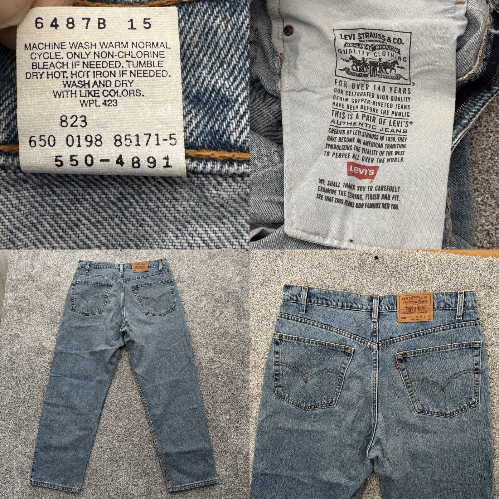 Levi's VINTAGE Levi's 550 Jeans Mens 38X30 Baggy Straight Skater Streetwear 90s Grunge Relaxed Fit Denim Blue Mens Size US 38 / EU 54 - 8 Thumbnail