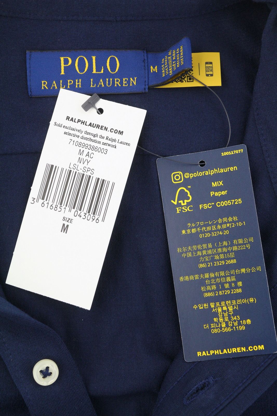 Ralph Lauren M Dark Blue Cutaway Button-Up Embroidered Logo 86991 Size US M / EU 48-50 / 2 - 6 Thumbnail