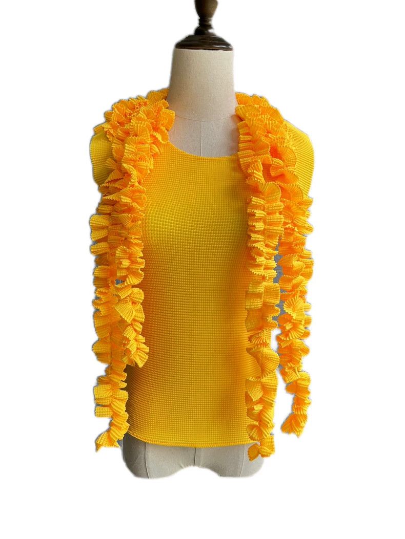 Issey Miyake Issey Miyake size:3 Yellow main line lace tassel top Size L / US 10 / IT 46 - 1 Thumbnail