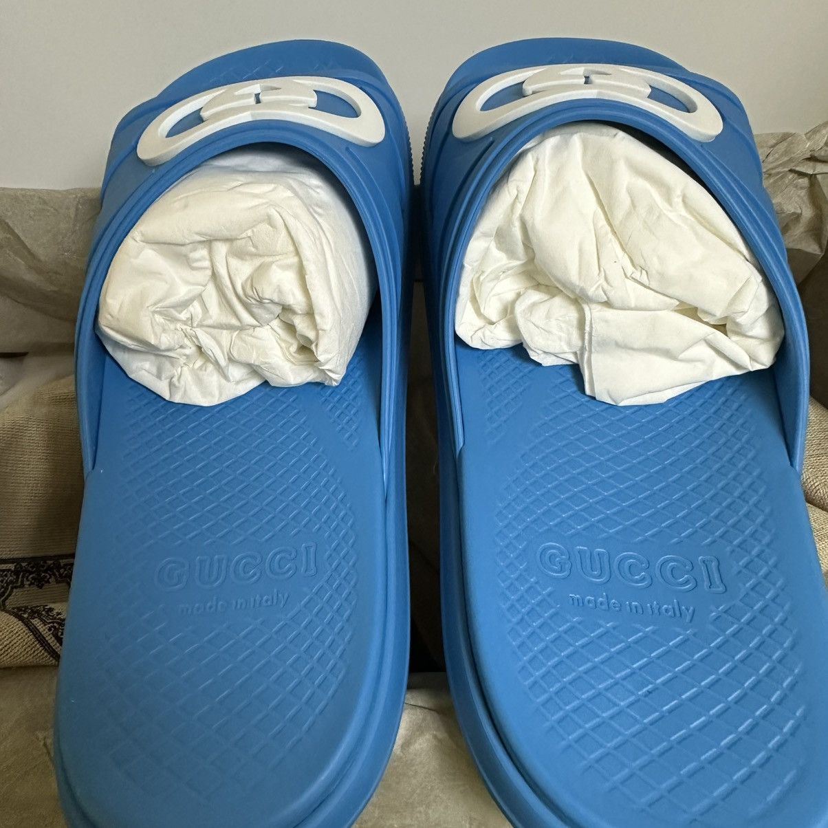 Gucci GUCCI slide sandal GG blue NEW size 9 Size US 9 / EU 42 - 2 Thumbnail